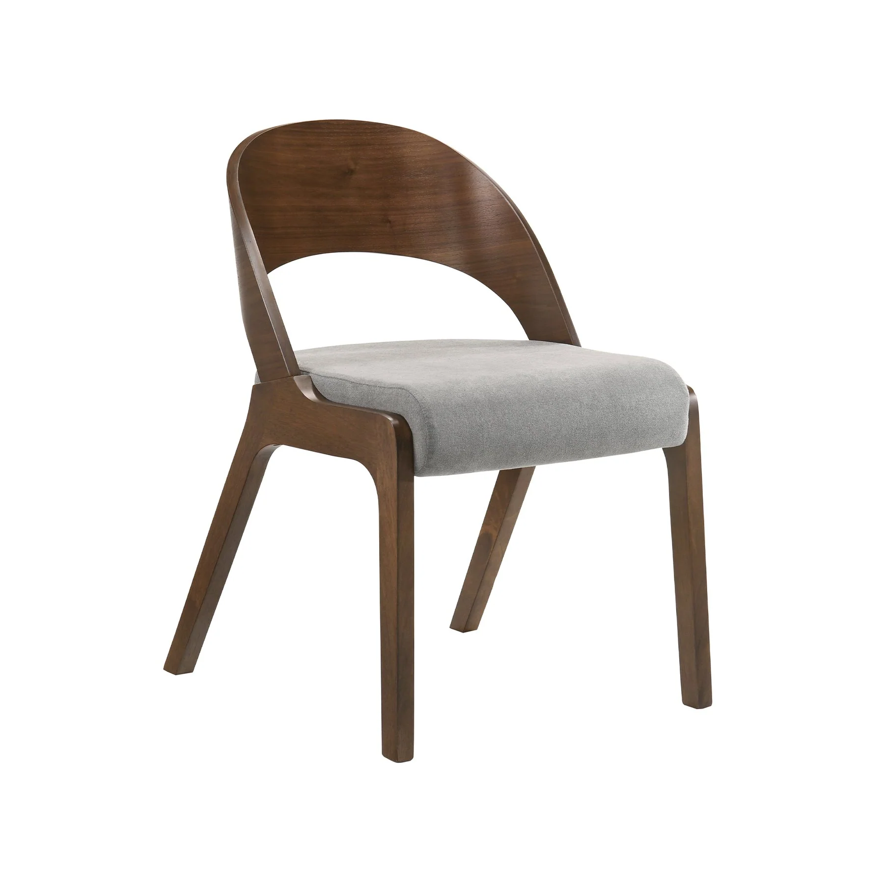 Polly Mid-Century Gray Upholstered Dining Chairs in Walnut Finish - Set of 2 - Image 2