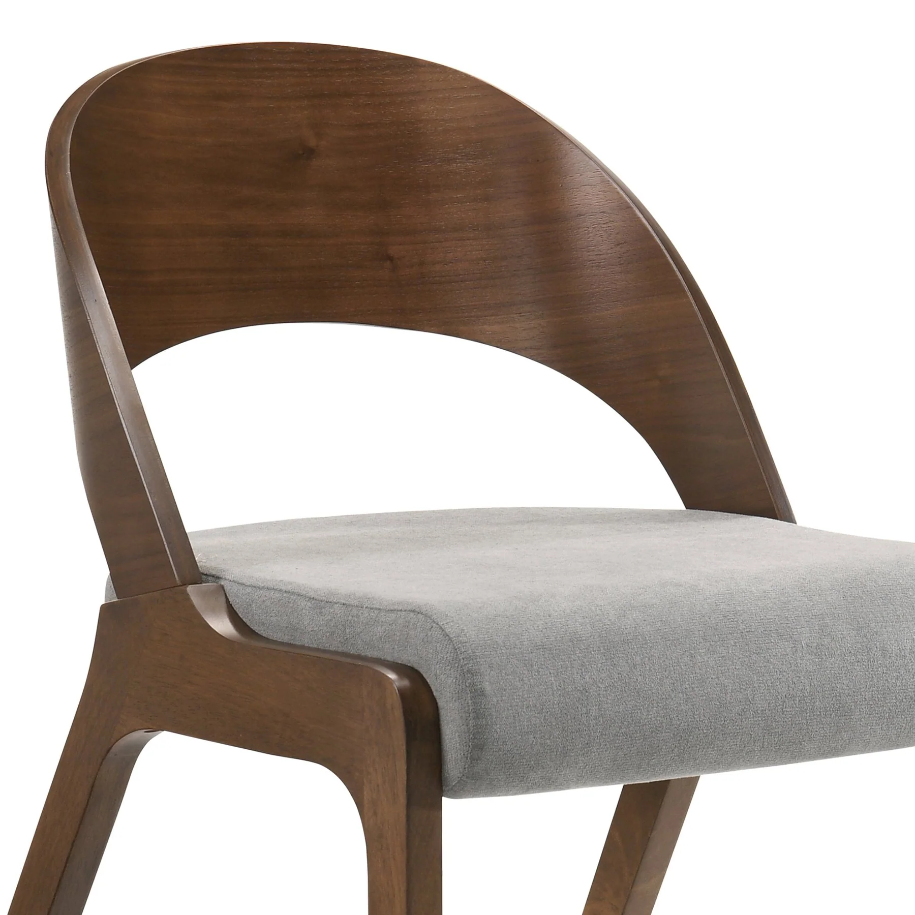 Polly Mid-Century Gray Upholstered Dining Chairs in Walnut Finish - Set of 2 - Image 5