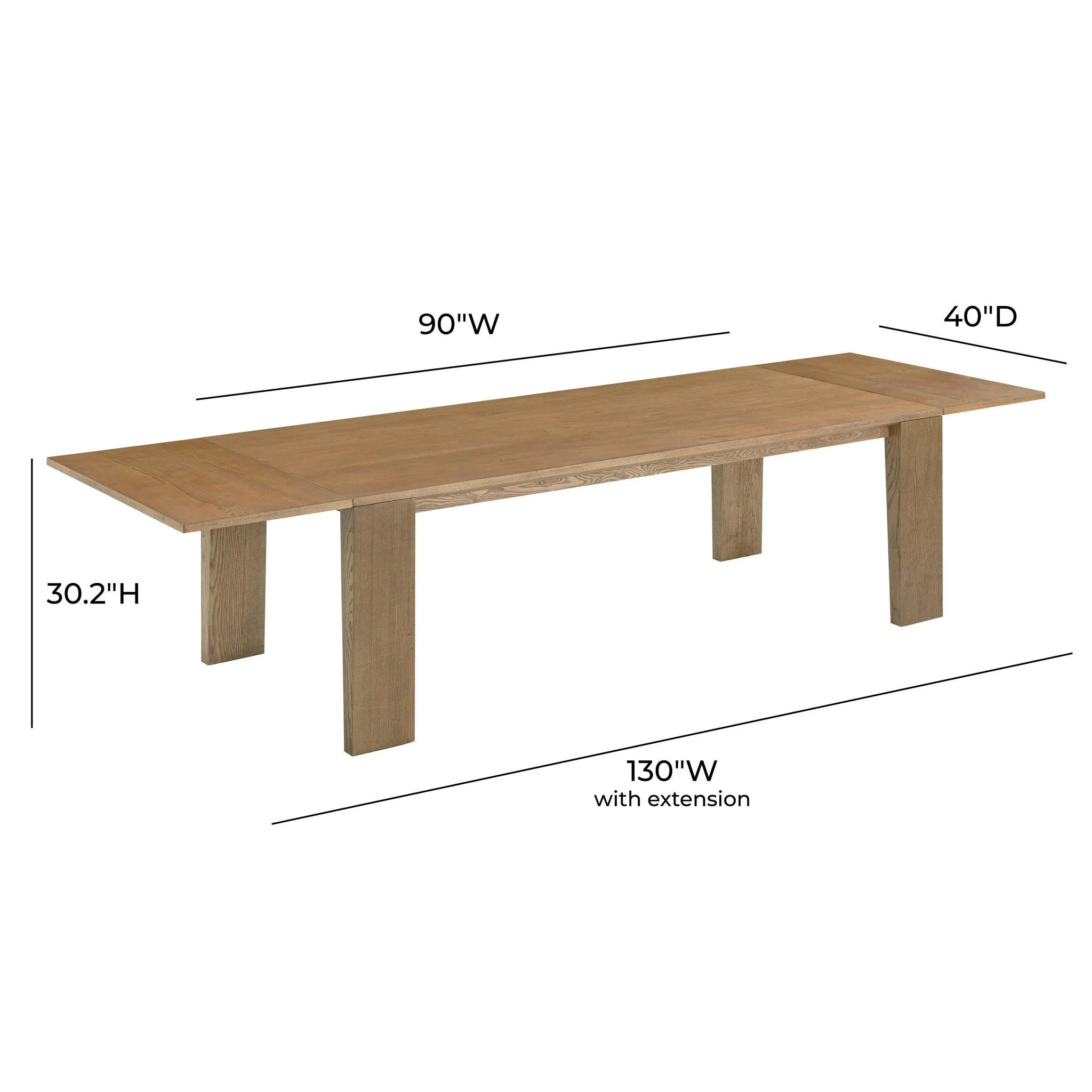 Polly Natural Ash Extendable Rectangular Dining Table - Image 8