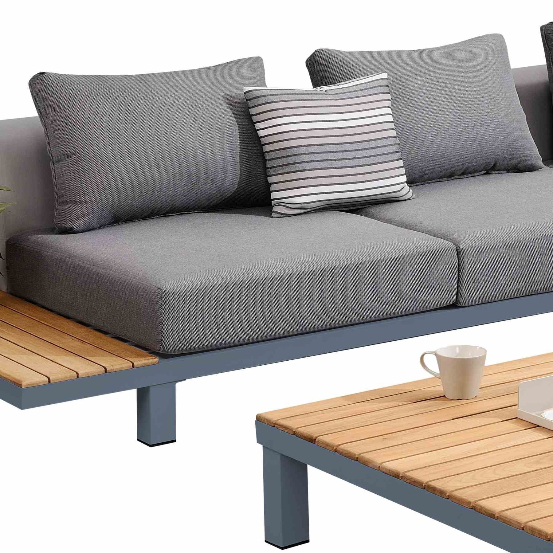 Polo 4 piece Outdoor Sectional Set with Dark Gray Cushions and Modern Accent Pillows - Image 4