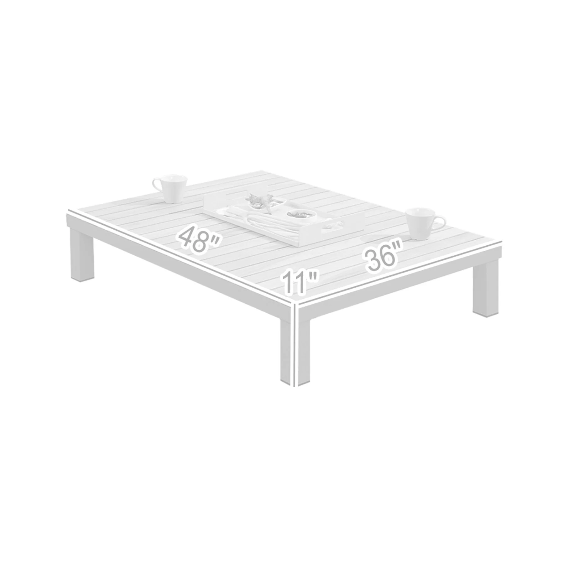 Polo Aluminum and Teak Wood Outdoor Coffee Table in Gray - Image 5
