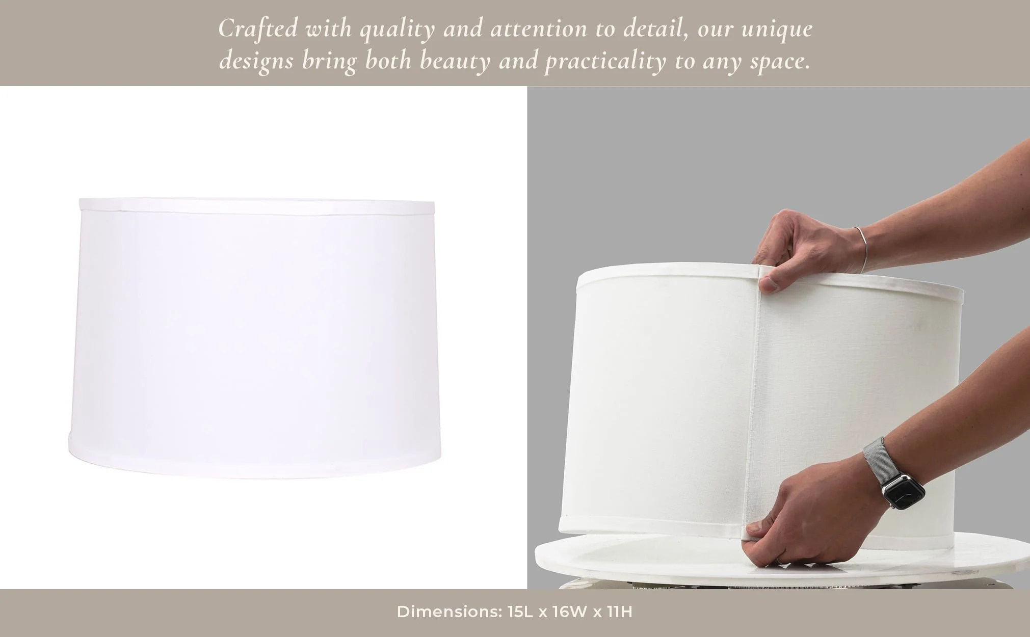 Polylinen, 15x16x11" Lamp Shade, White Kd - Image 13