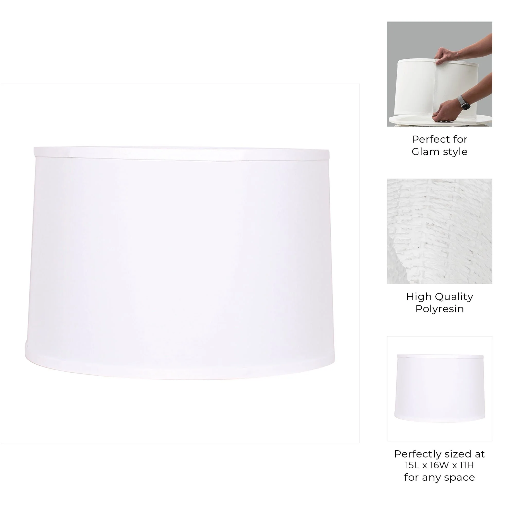 Polylinen, 15x16x11" Lamp Shade, White Kd - Image 9
