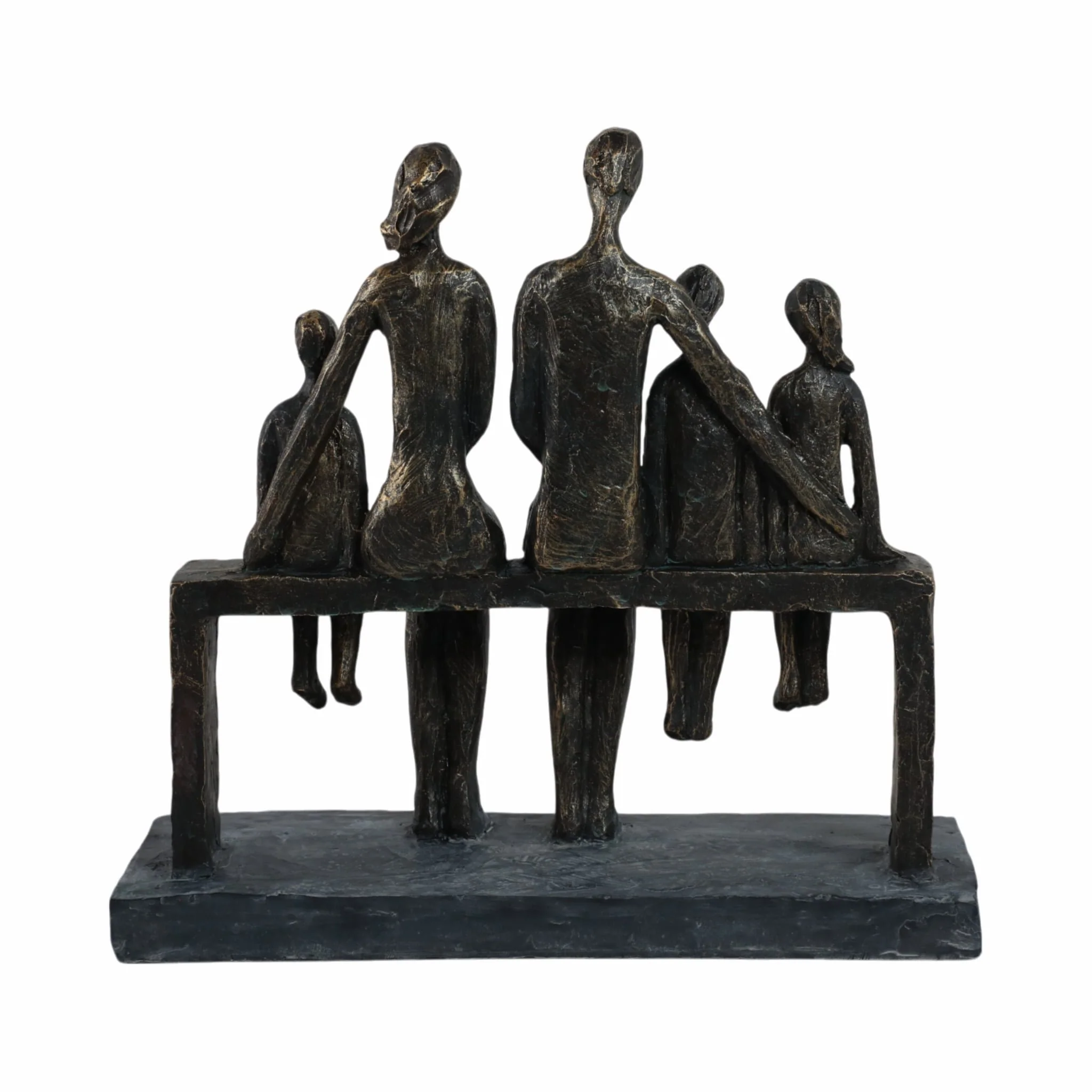 polyresin 10" Family Sculpture, Bronze - Image 4