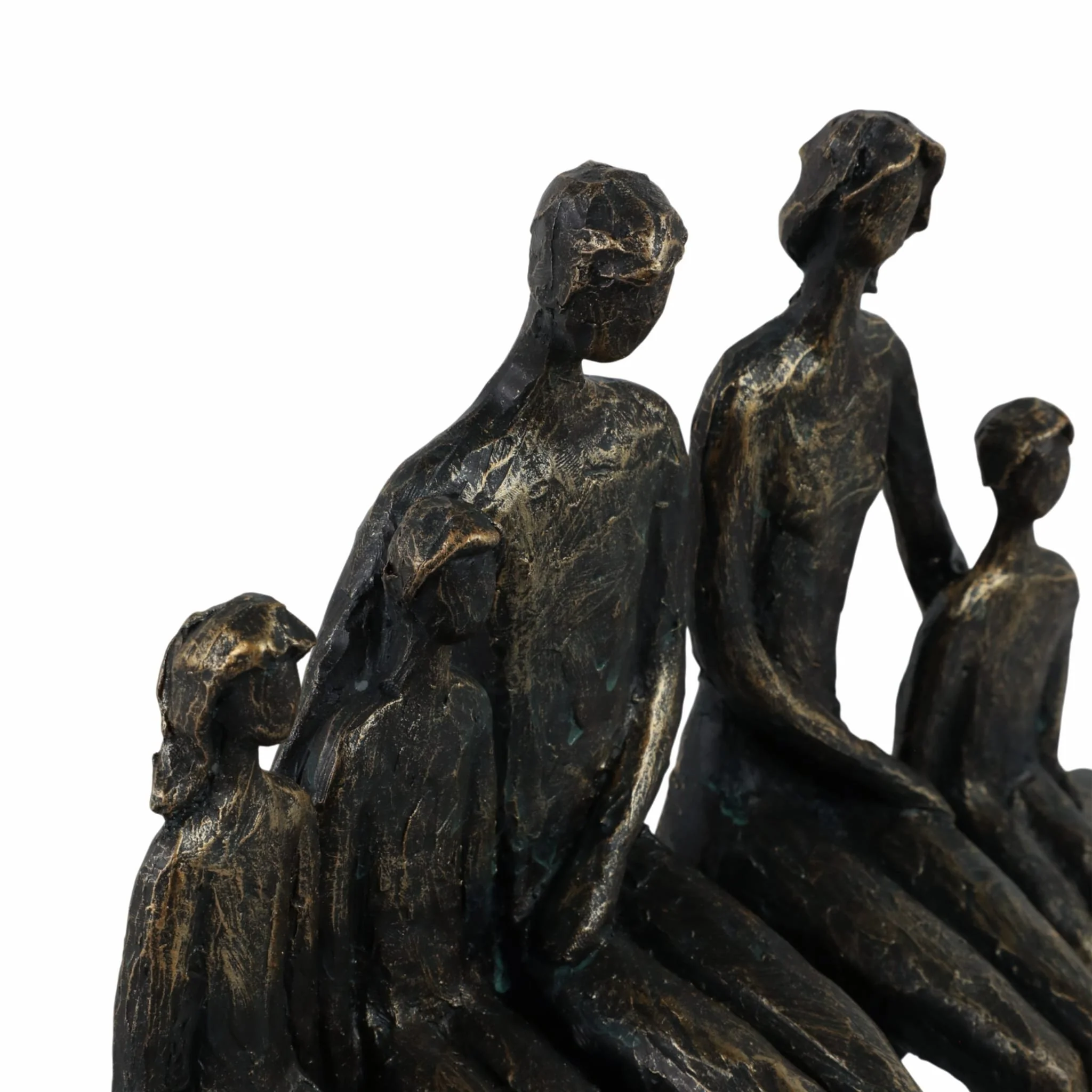 polyresin 10" Family Sculpture, Bronze - Image 5