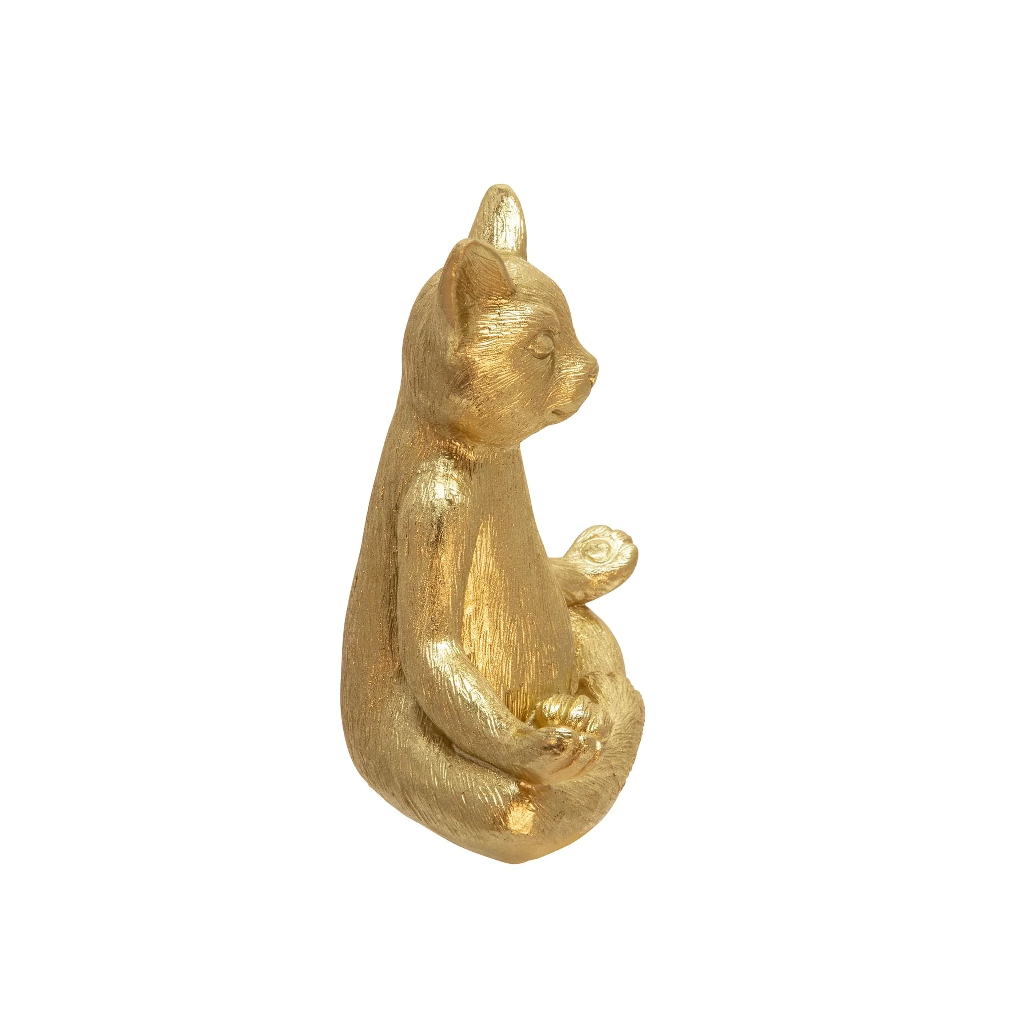 Polyresin, 7" Yoga Cat, Gold - Image 3