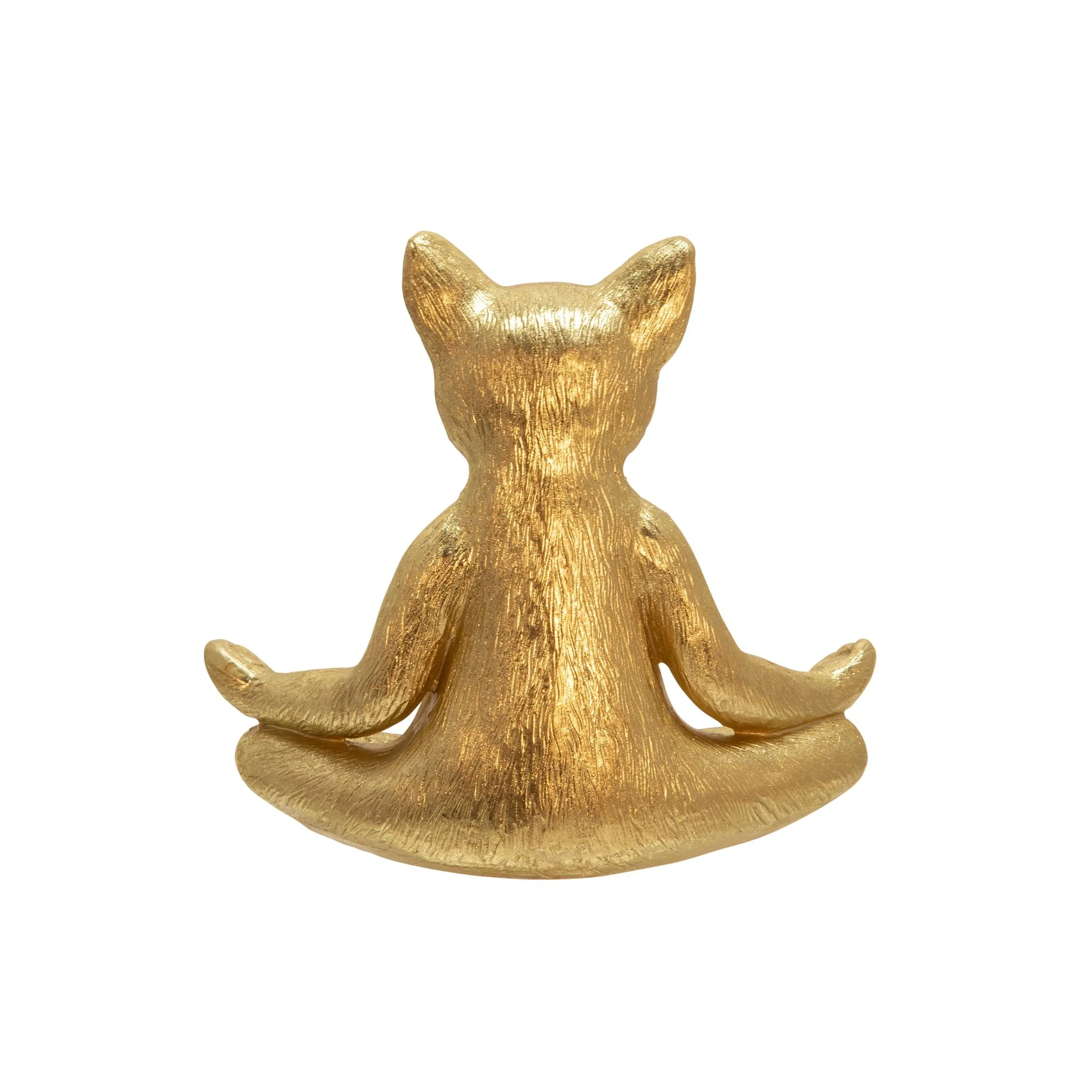 Polyresin, 7" Yoga Cat, Gold - Image 4