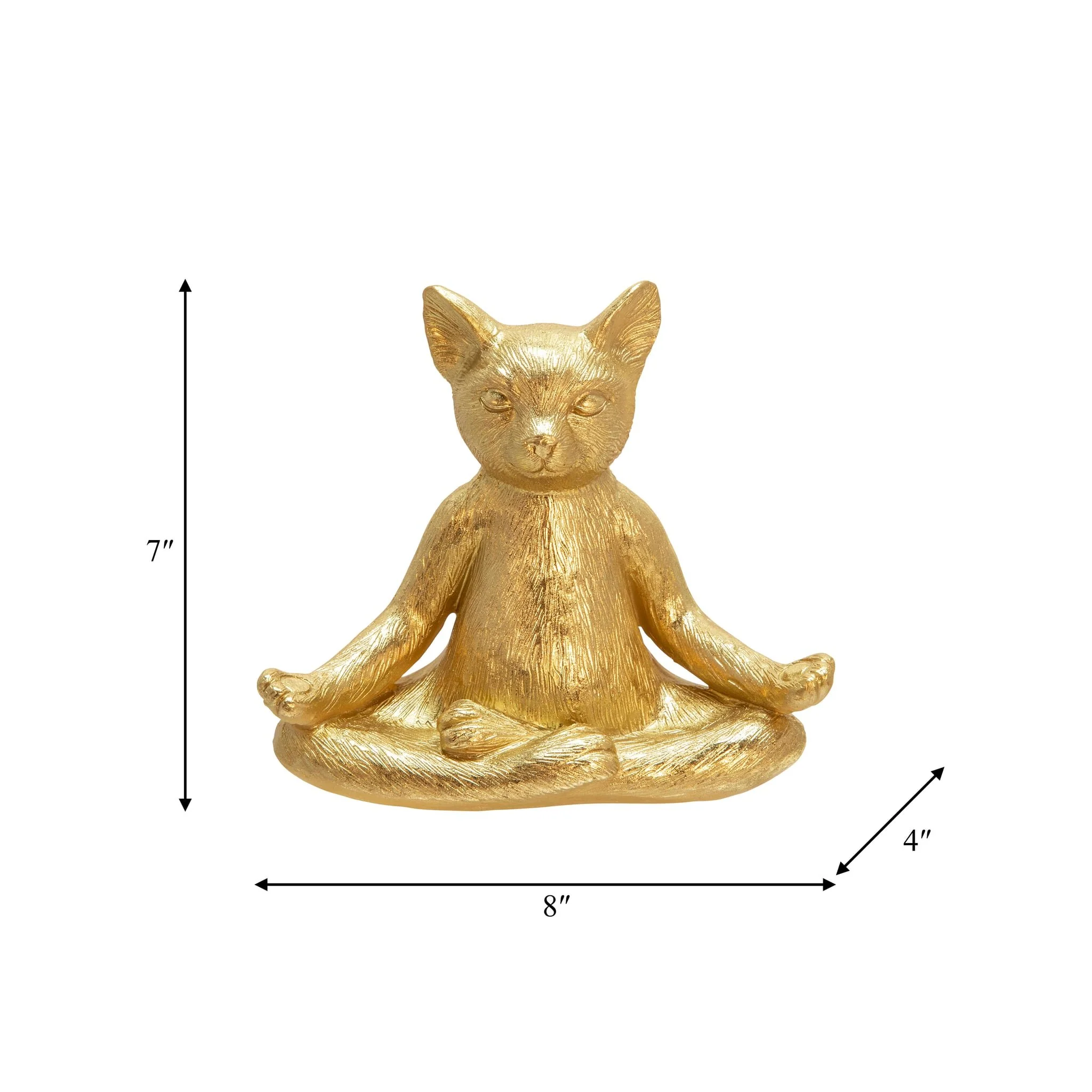 Polyresin, 7" Yoga Cat, Gold - Image 5