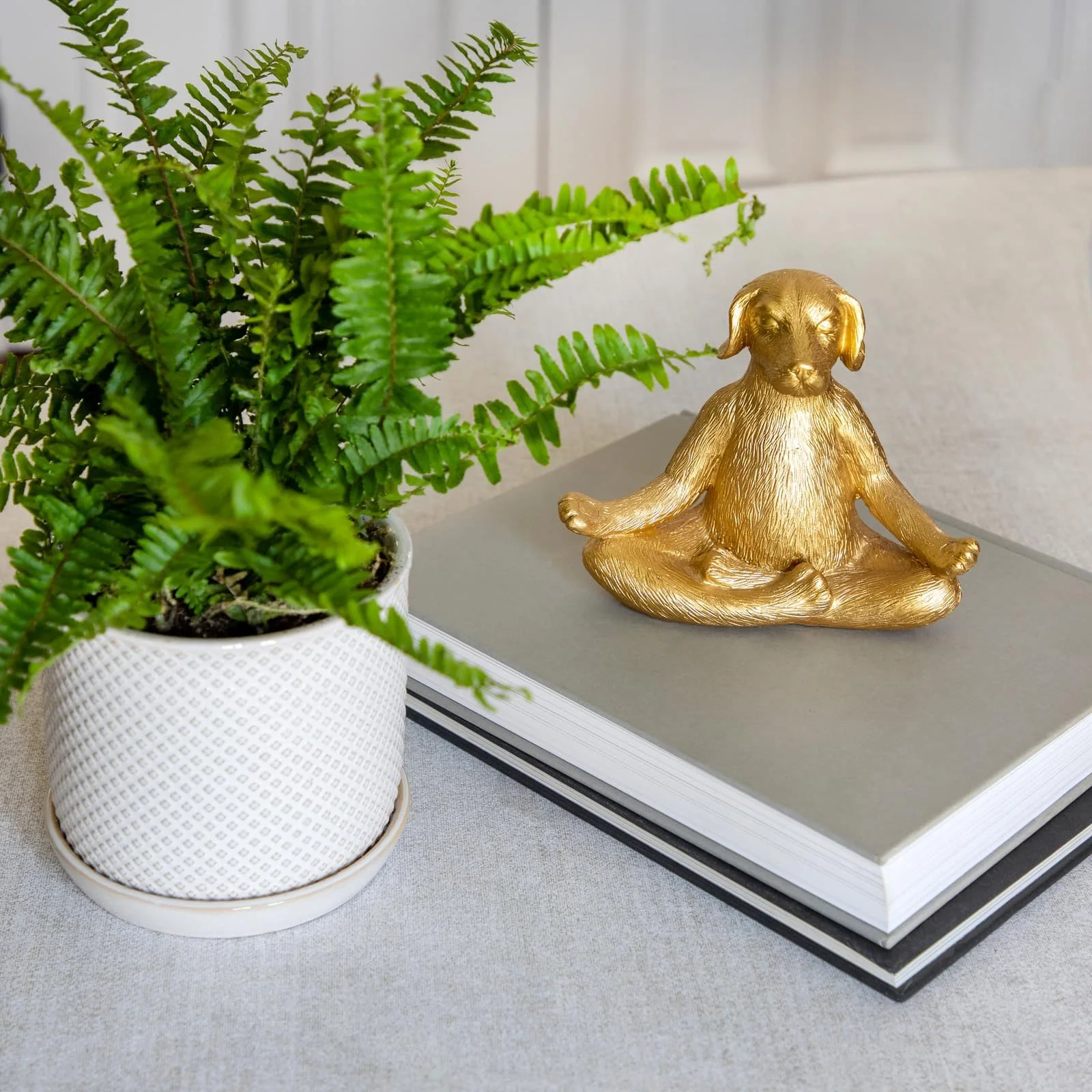Polyresin 7" Yoga Dog, Gold - Image 10
