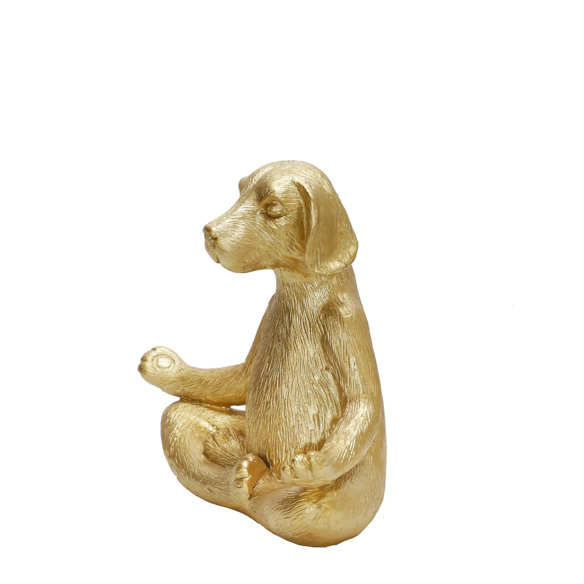 Polyresin 7" Yoga Dog, Gold - Image 2