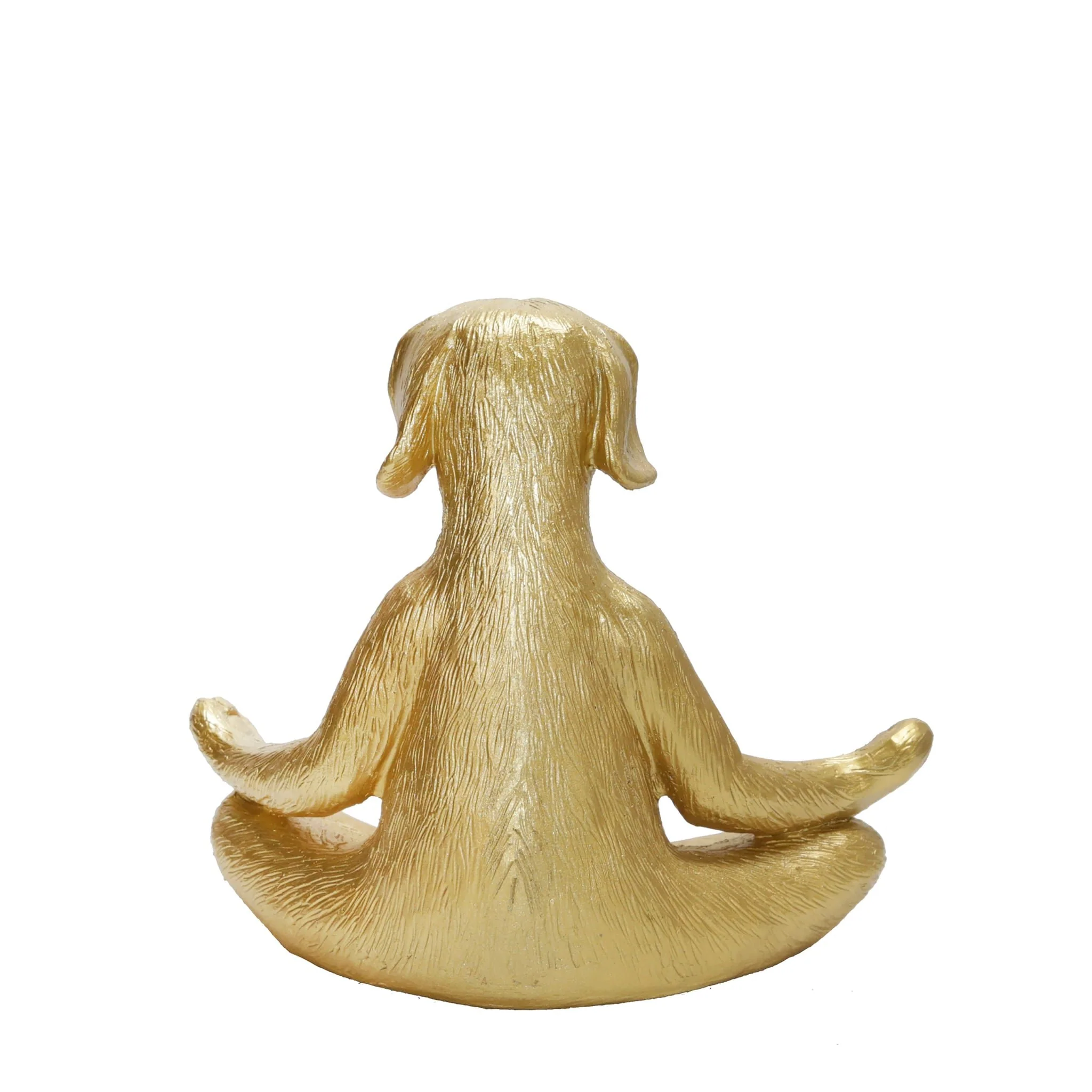 Polyresin 7" Yoga Dog, Gold - Image 3