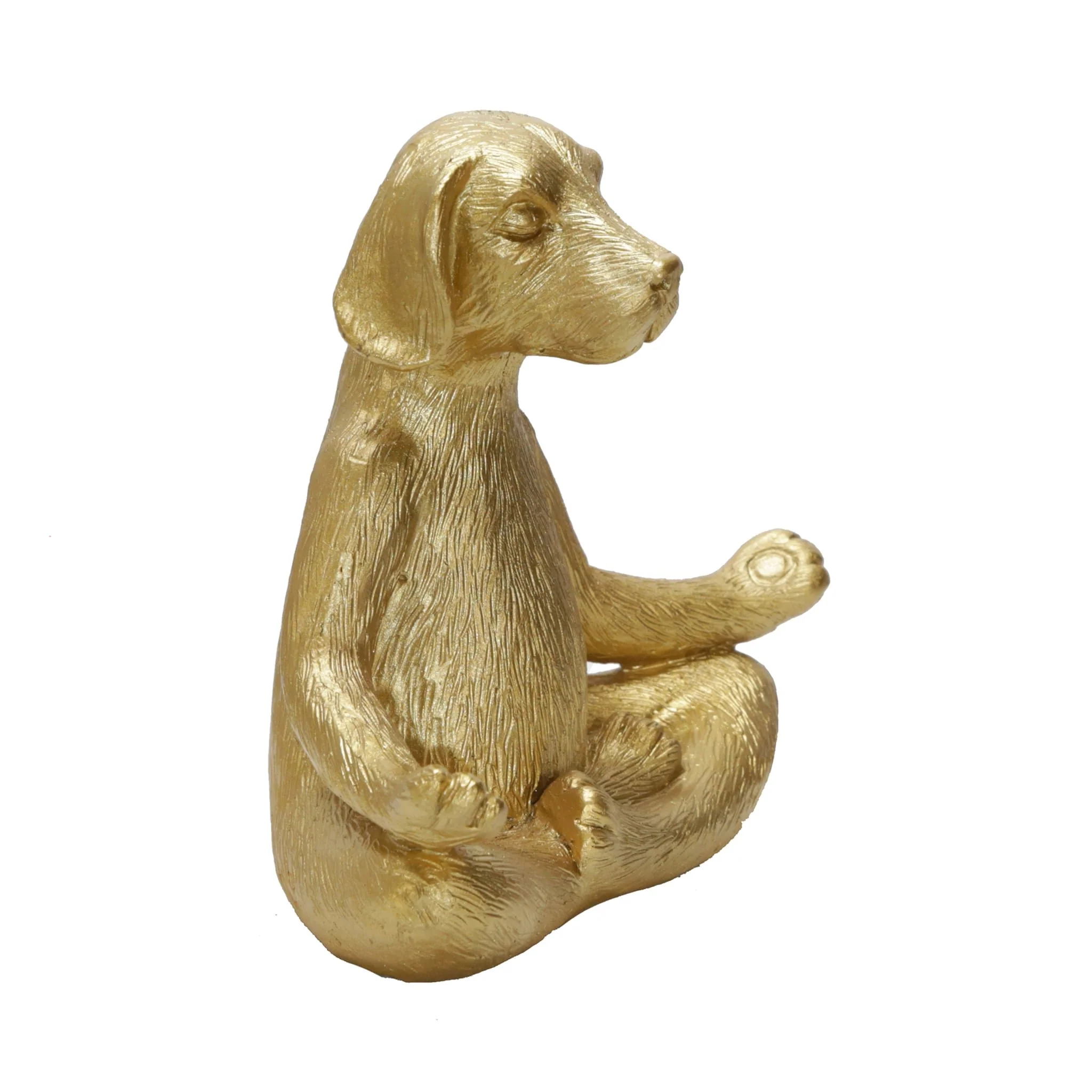 Polyresin 7" Yoga Dog, Gold - Image 5
