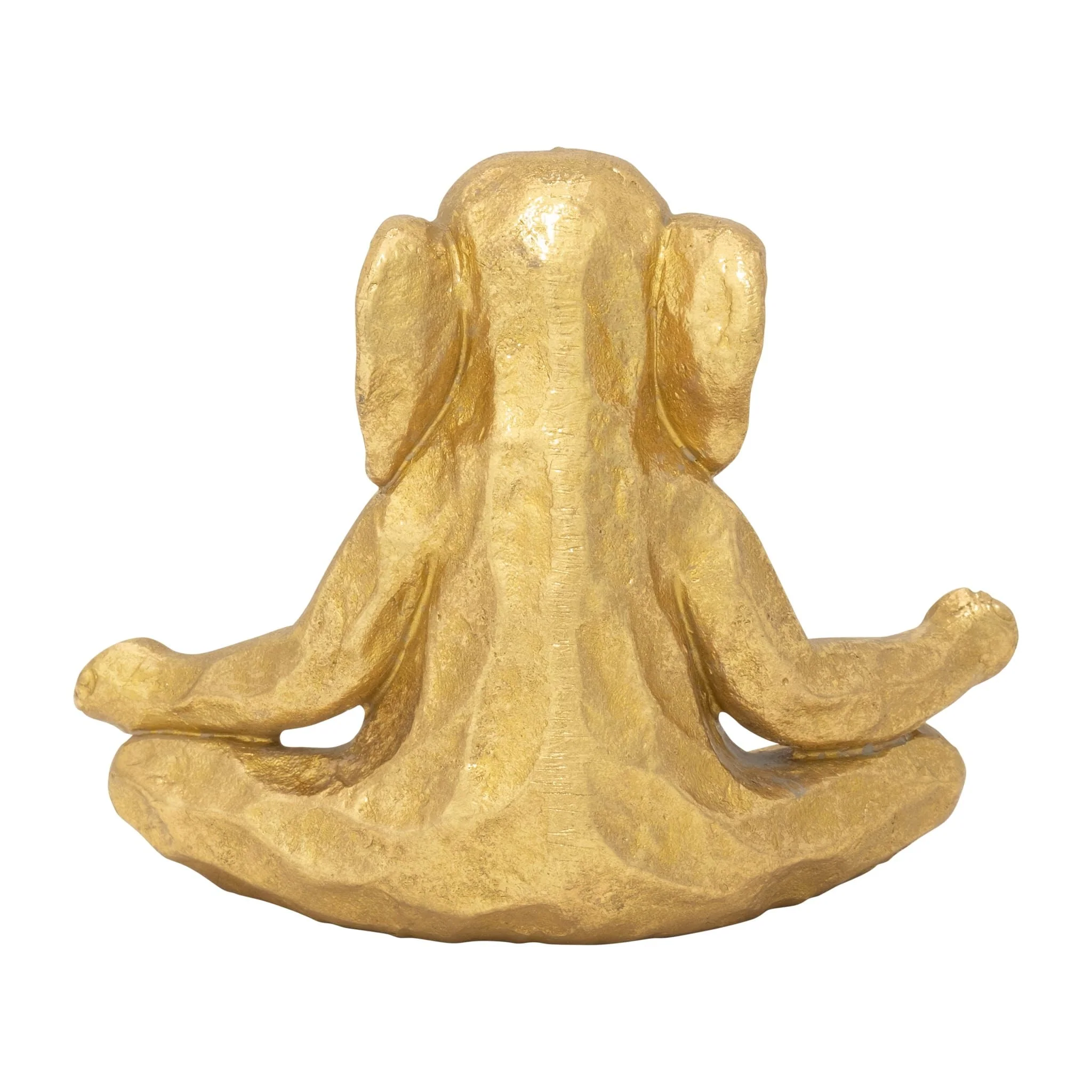 Polyresin 8" Meditating Elephant, Gold - Image 4