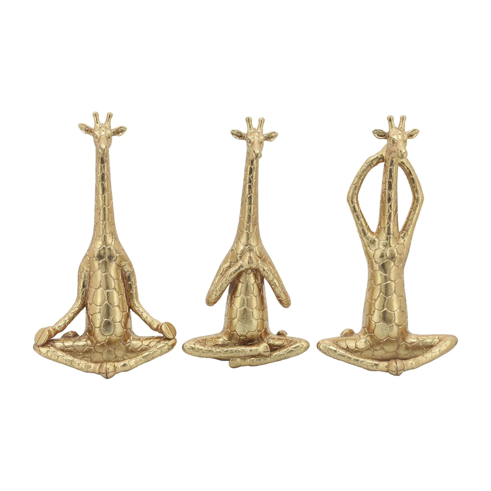 Polyresin,s/3,12"h, Yoga Giraffe, Gold - Image 2