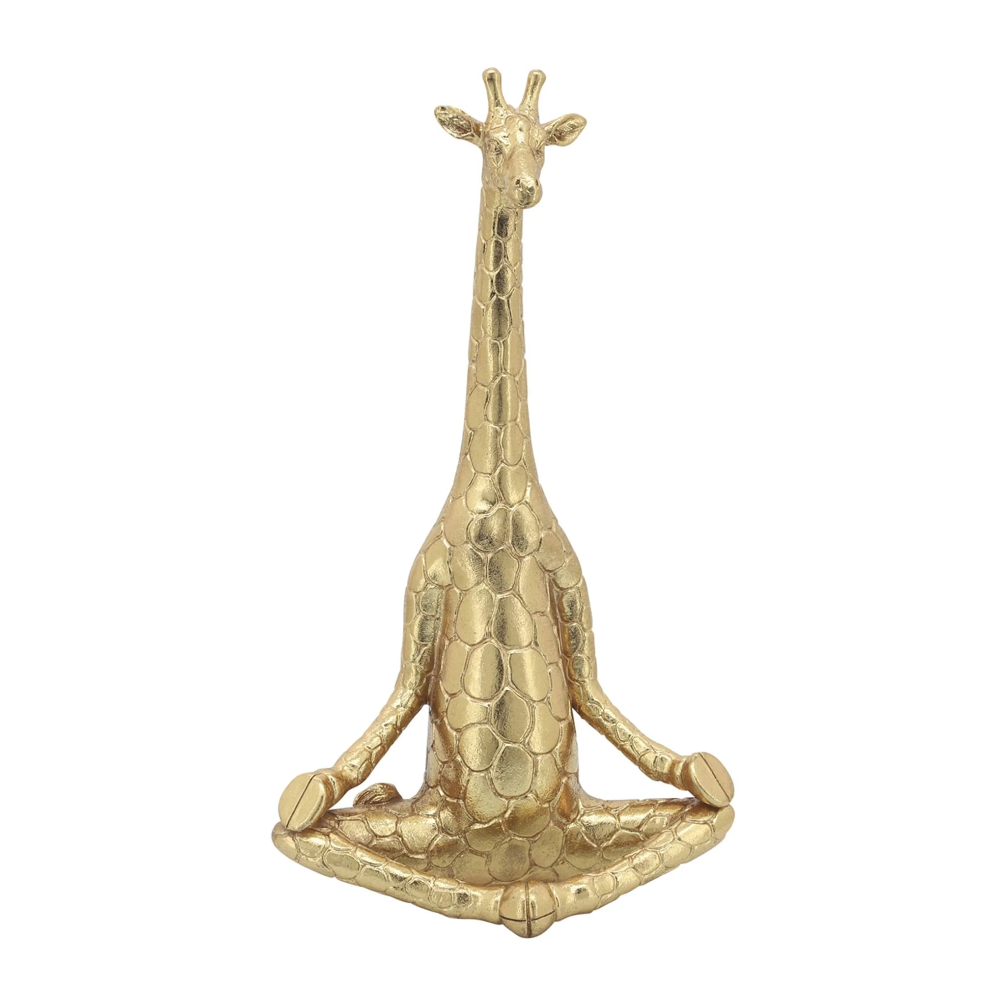 Polyresin,s/3,12"h, Yoga Giraffe, Gold - Image 5