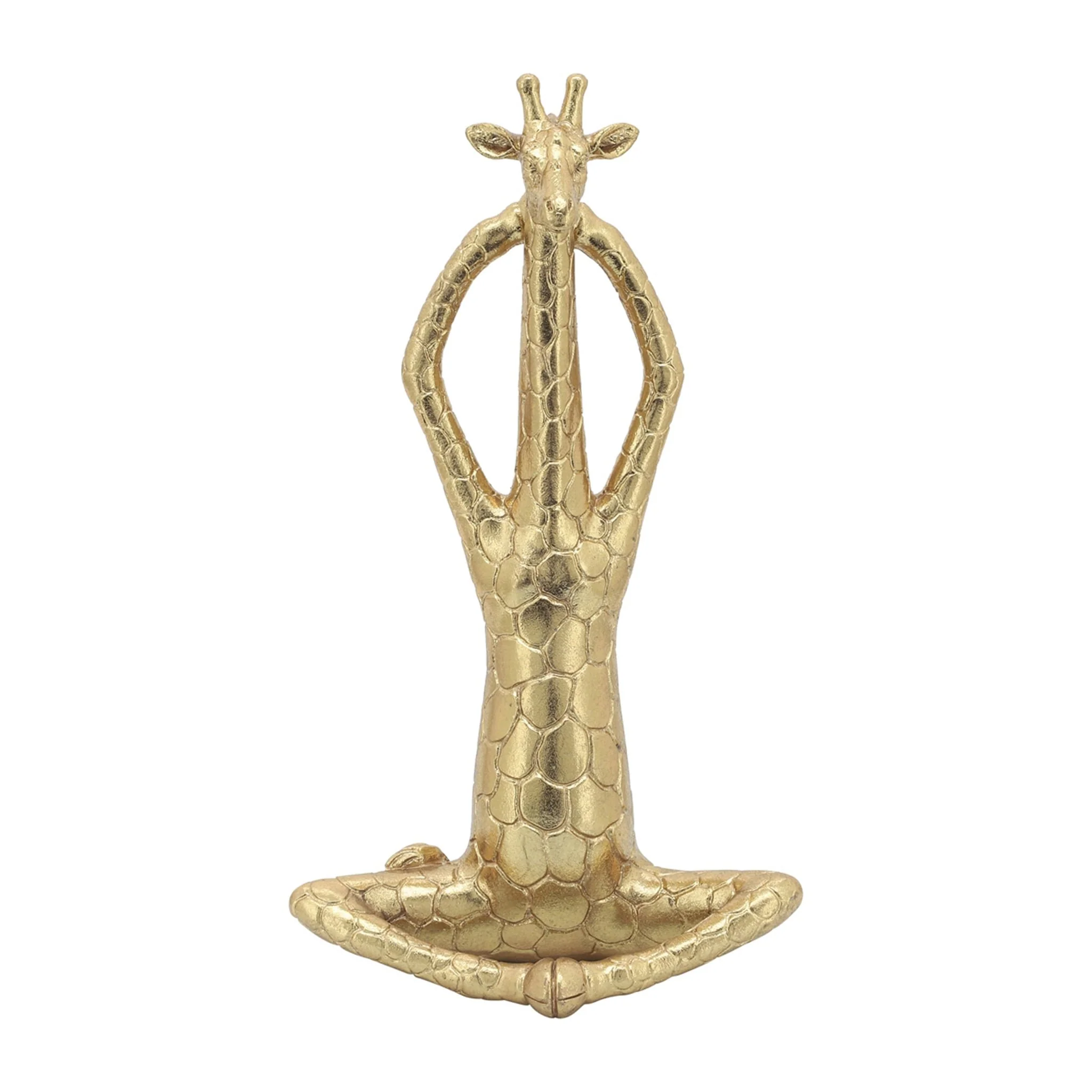 Polyresin,s/3,12"h, Yoga Giraffe, Gold - Image 6