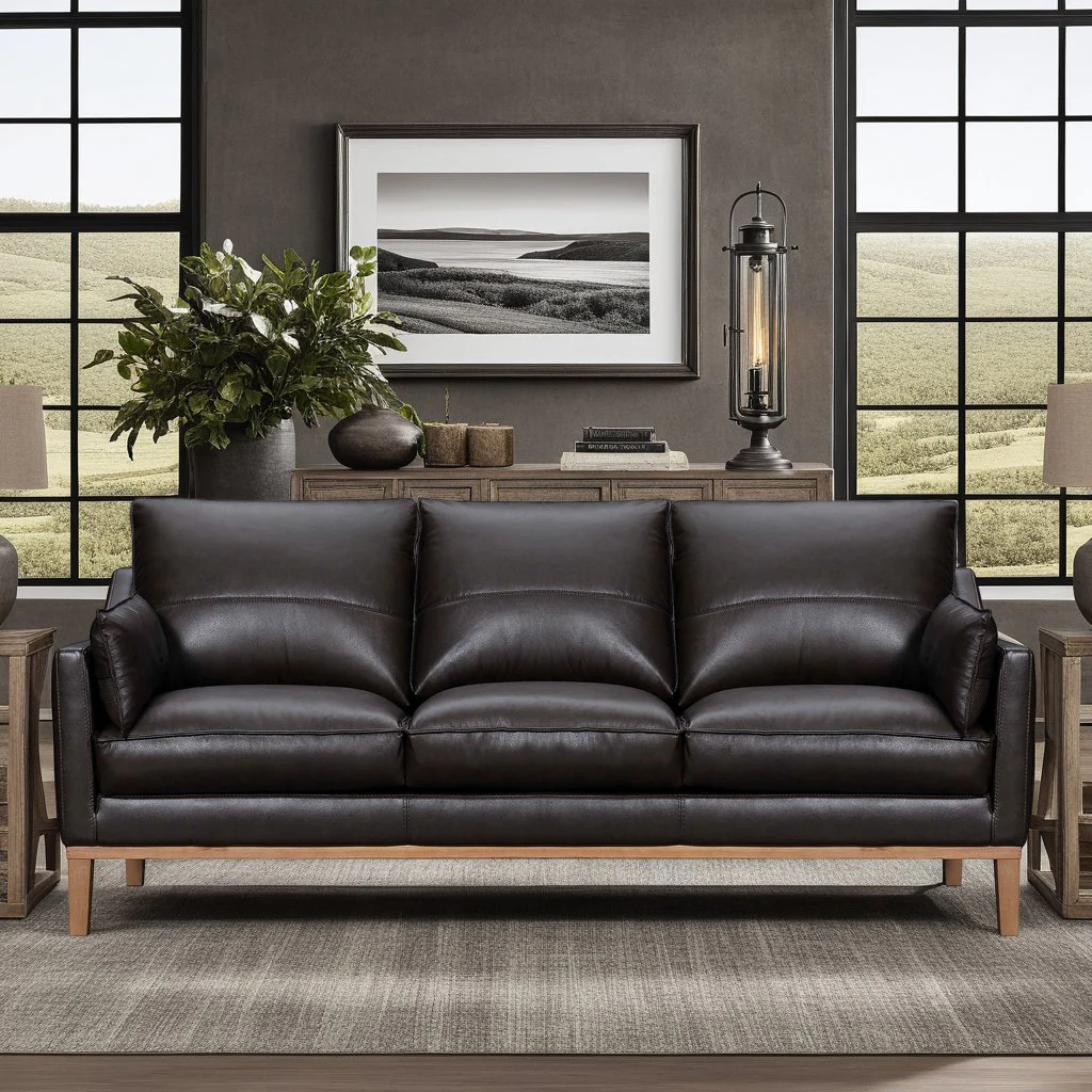Pompeii 87" Dark Brown Leather Sofa - Image 9