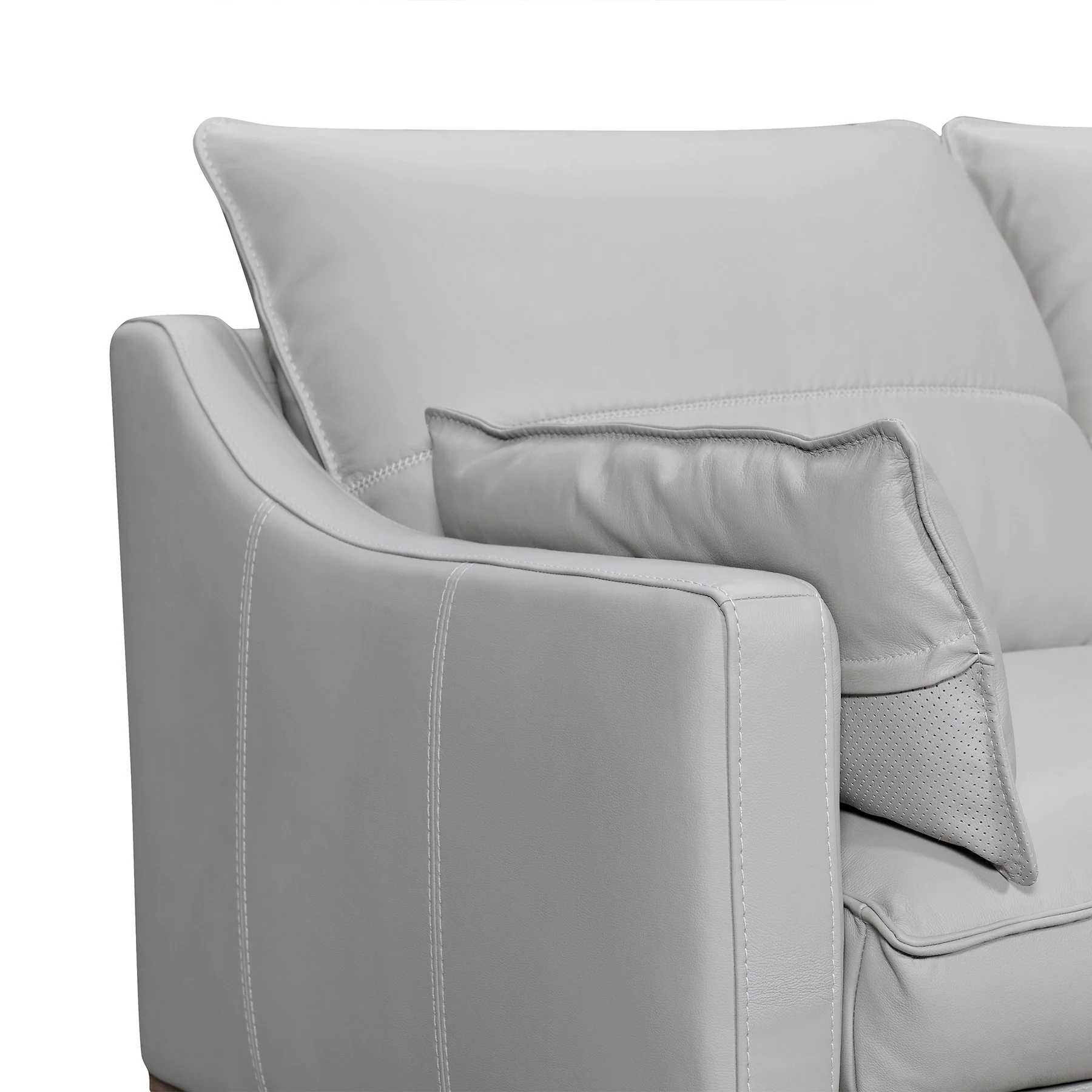 Pompeii 87" Dove Gray Leather Sofa - Image 5