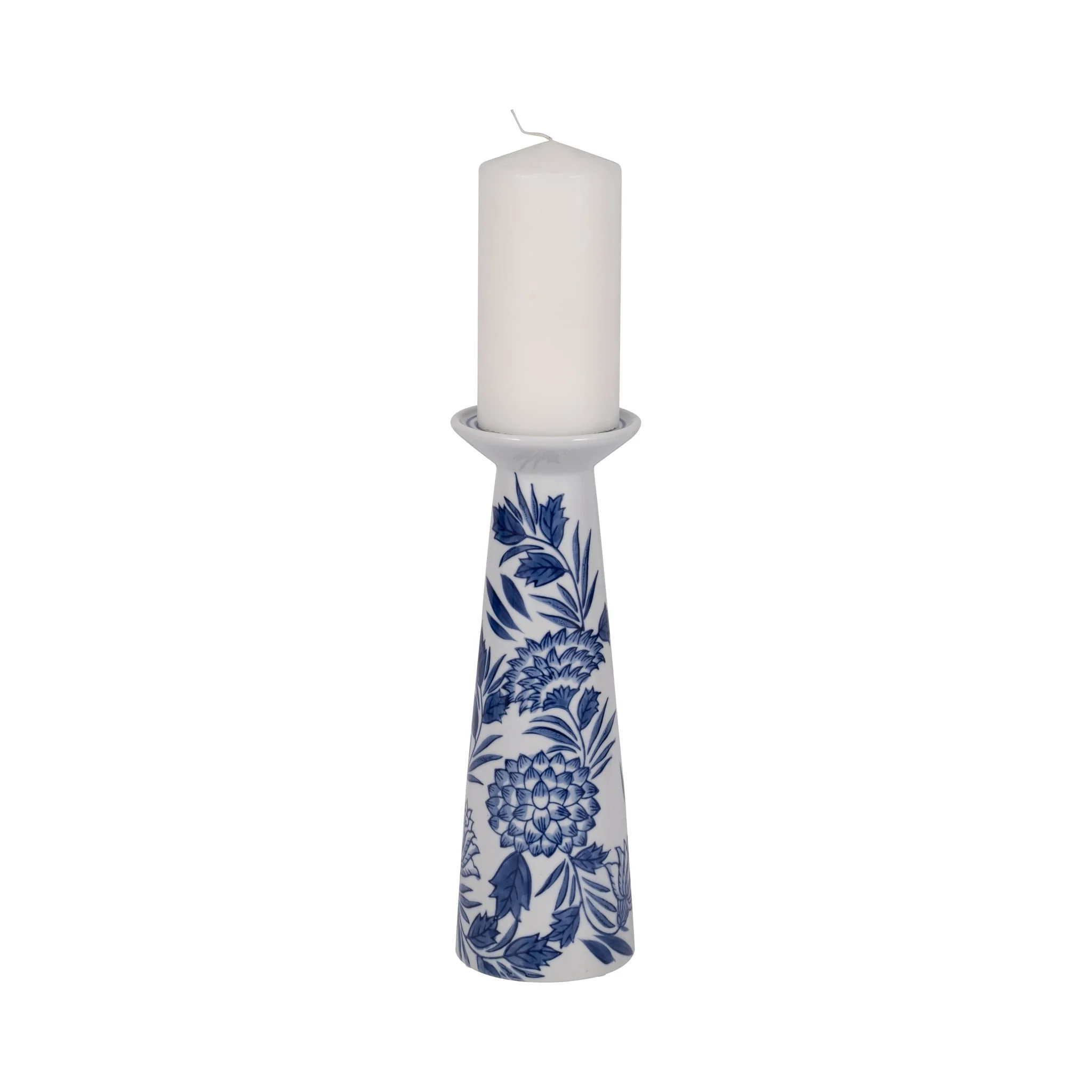 Porc,12"h Chinoiserie Candle Holder,blue/wht - Image 2