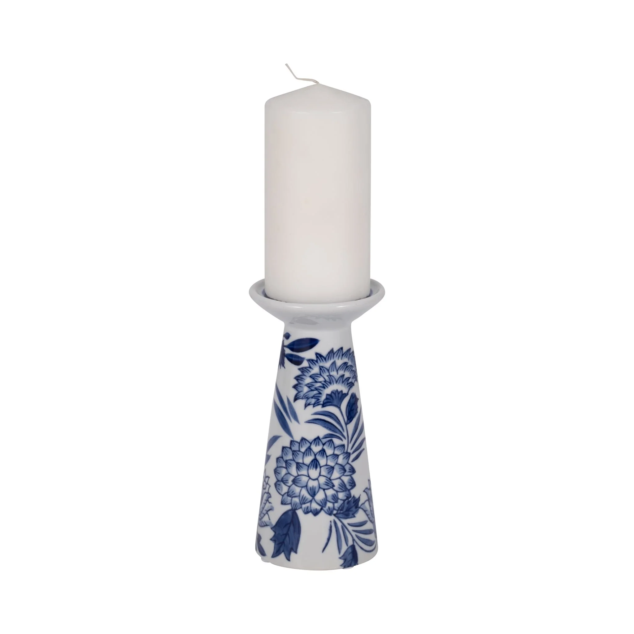 Porc,8"h Chinoiserie Candle Holder,blue/wht - Image 2