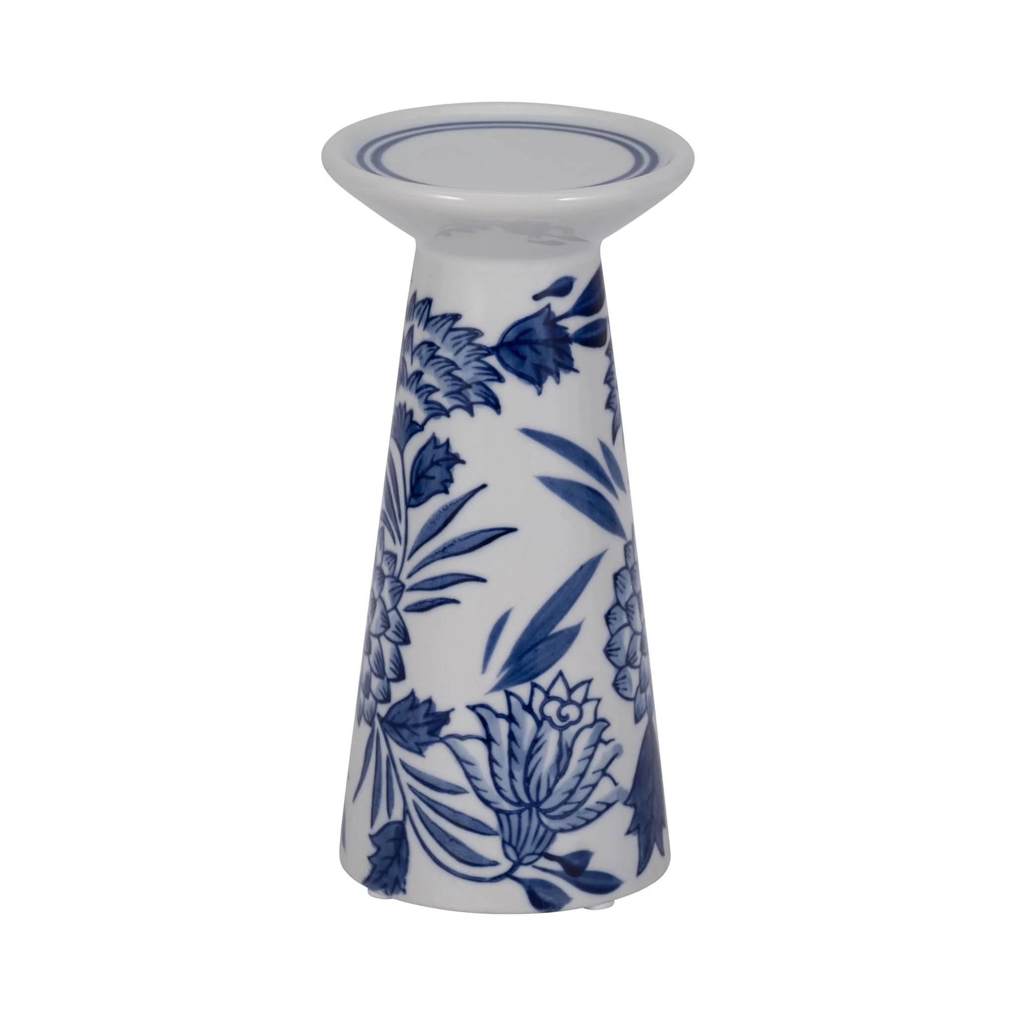 Porc,8"h Chinoiserie Candle Holder,blue/wht - Image 3