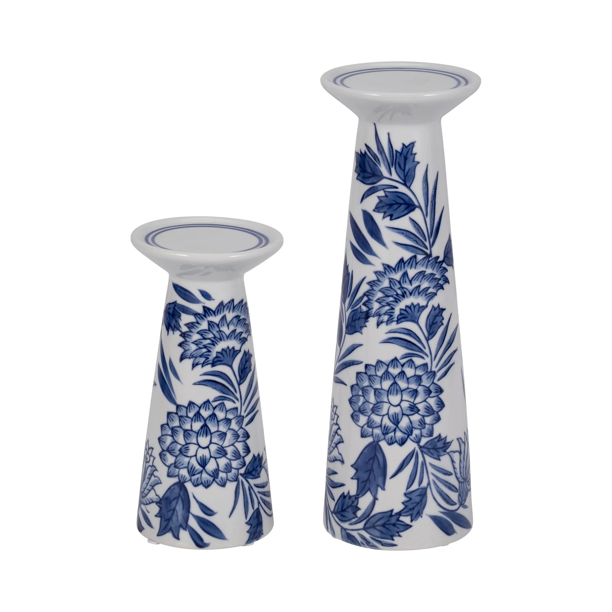 Porc,8"h Chinoiserie Candle Holder,blue/wht - Image 7
