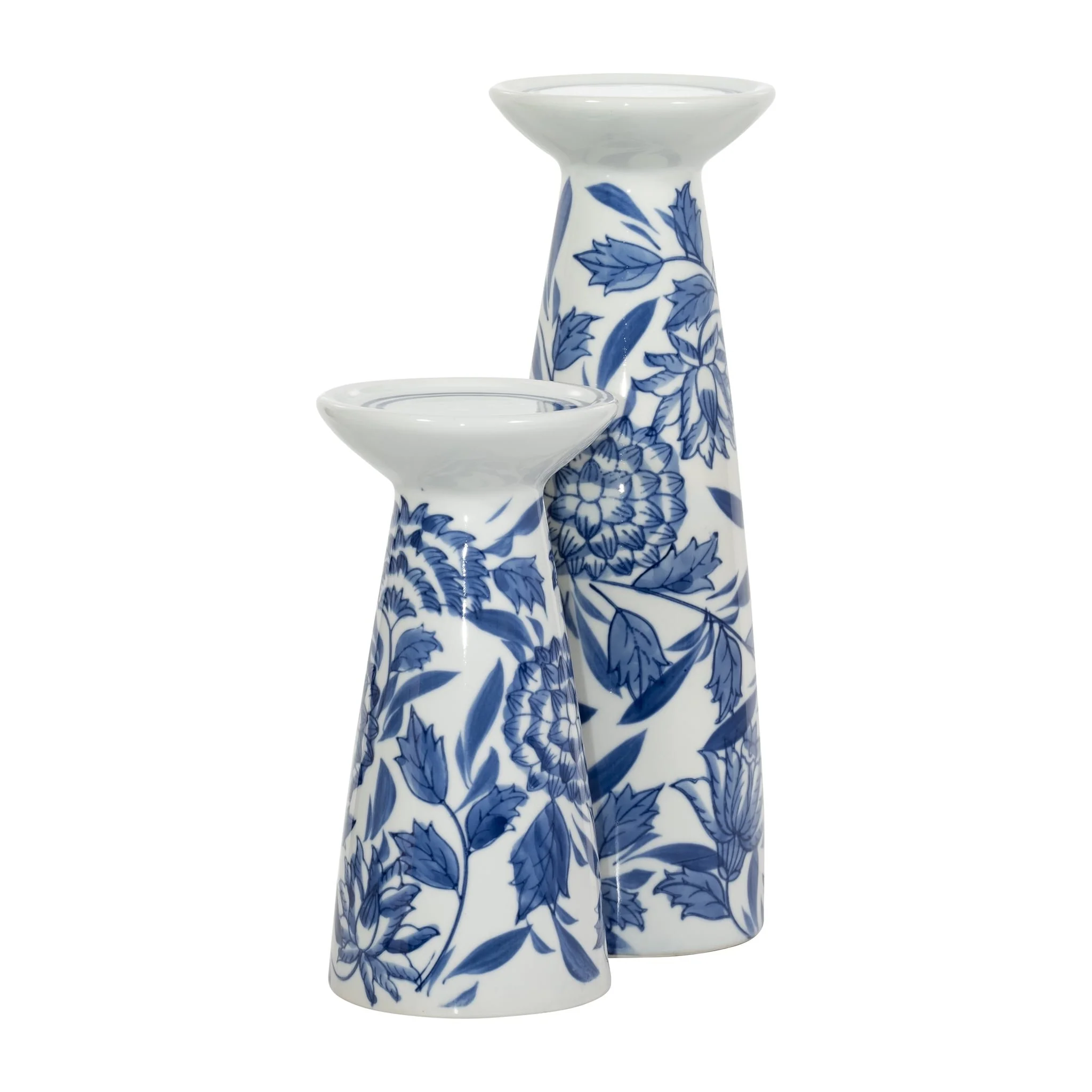 Porc,8"h Chinoiserie Candle Holder,blue/wht - Image 8