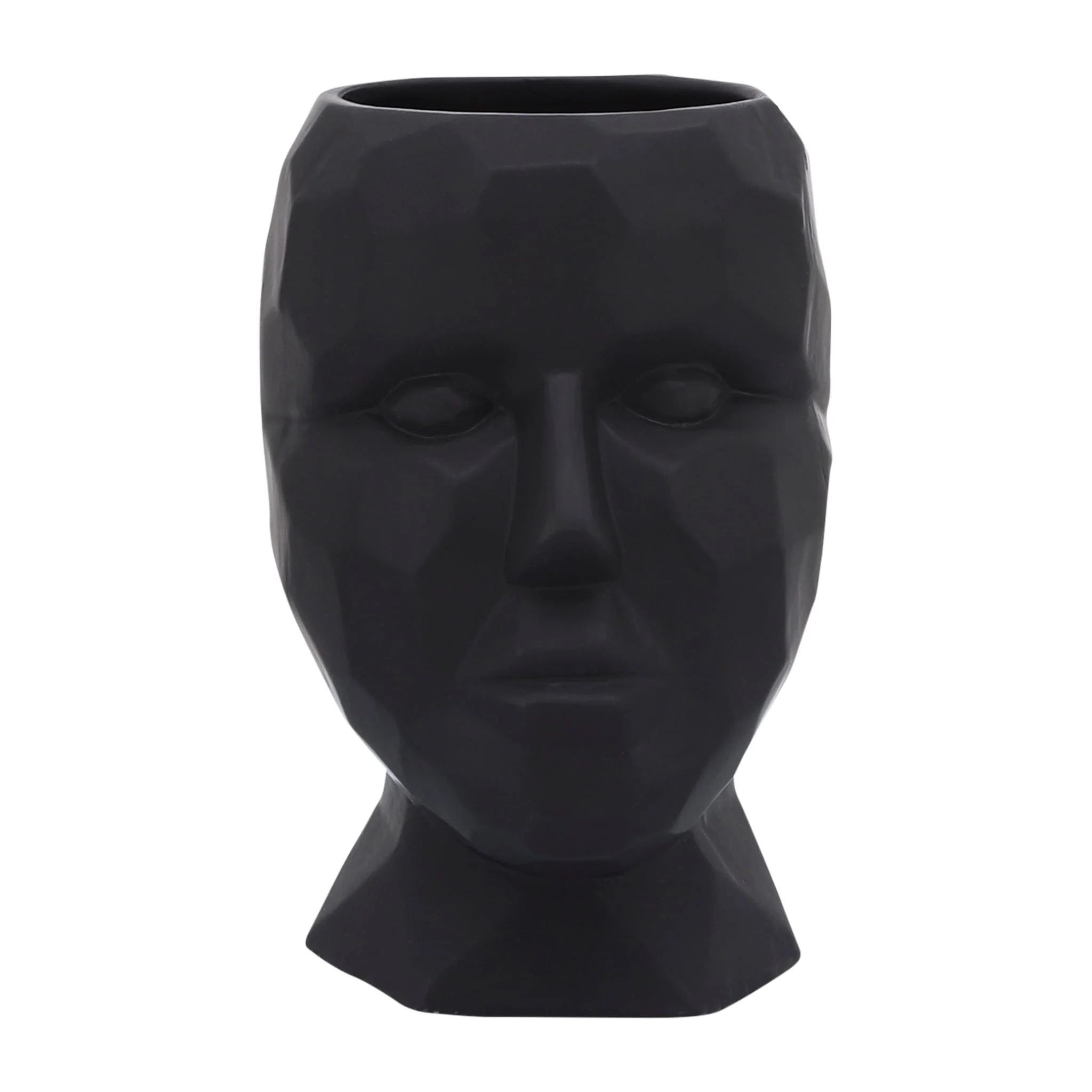 Porcelain, 6" Dia Face Vase, Black - Image 3