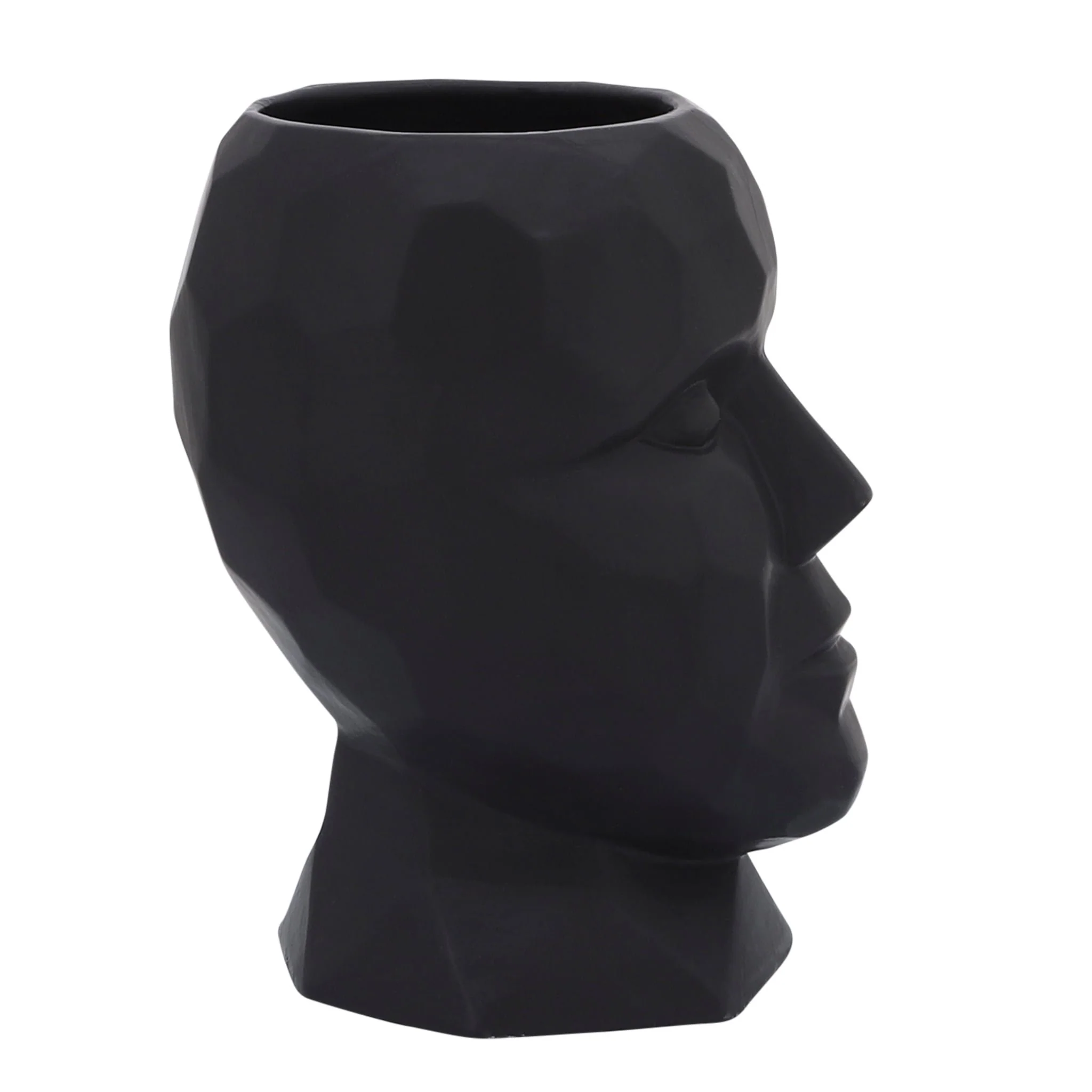 Porcelain, 6" Dia Face Vase, Black - Image 4