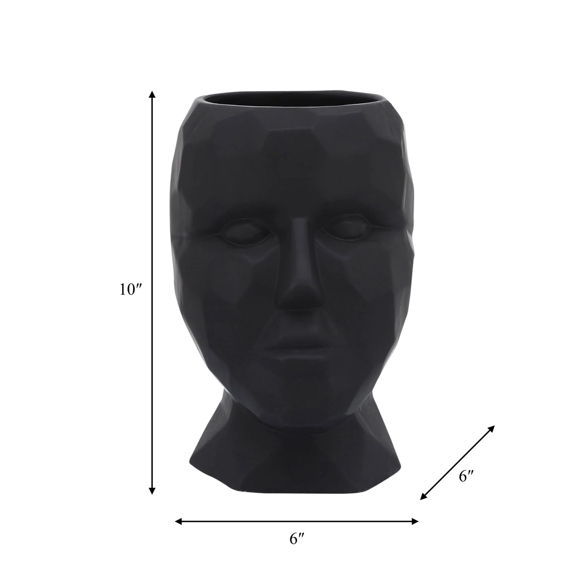 Porcelain, 6" Dia Face Vase, Black - Image 6