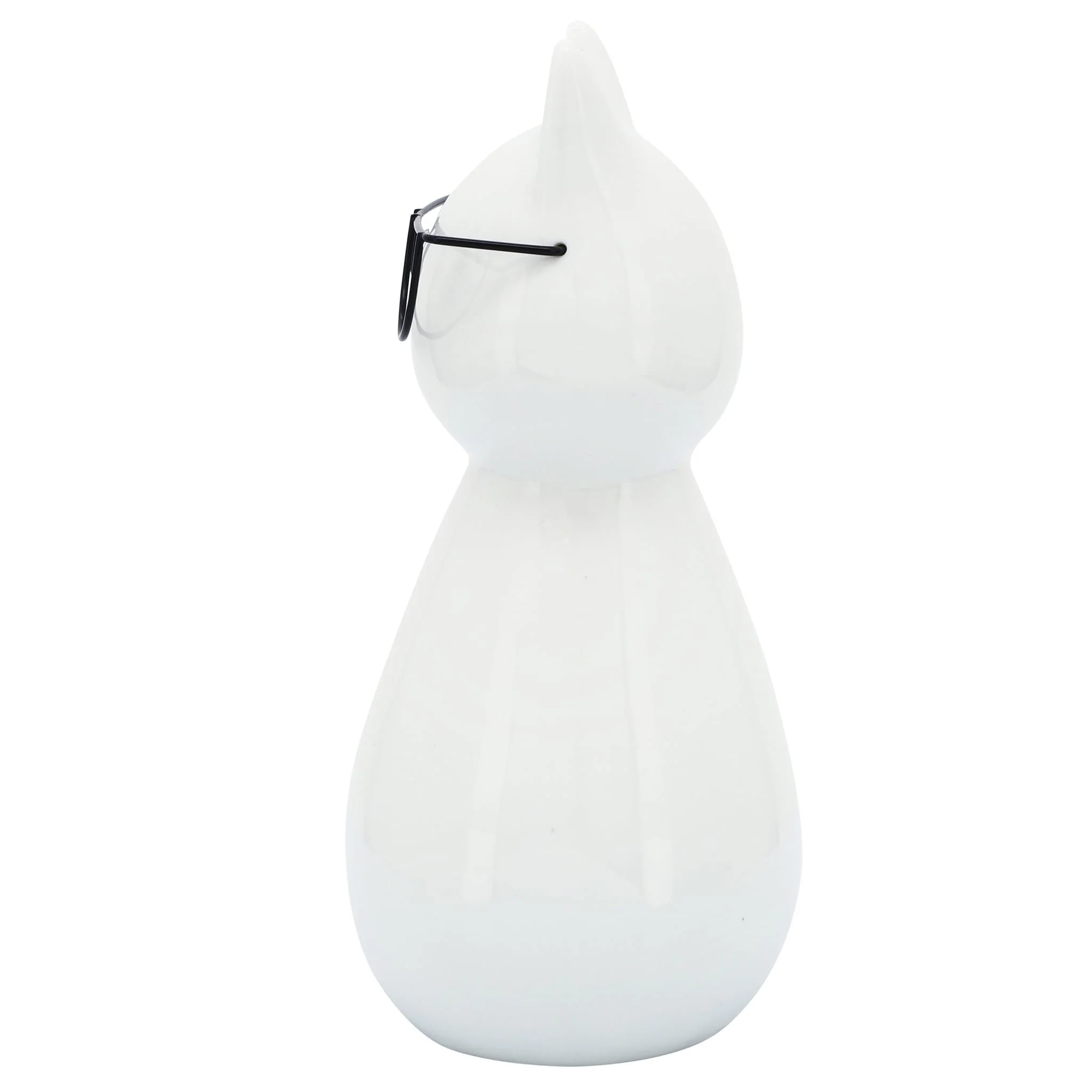 Porcelain, 7"h Cat W/ Glasses, White - Image 3