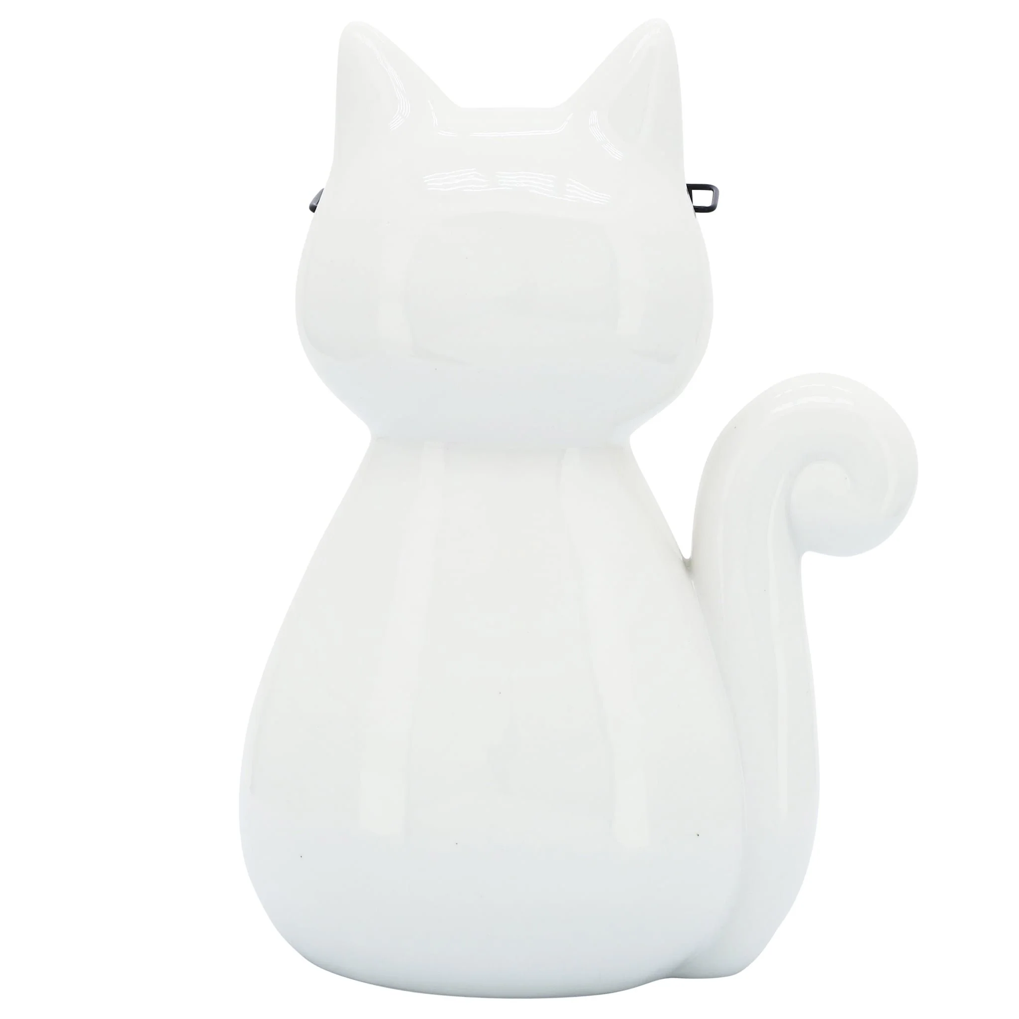 Porcelain, 7"h Cat W/ Glasses, White - Image 5
