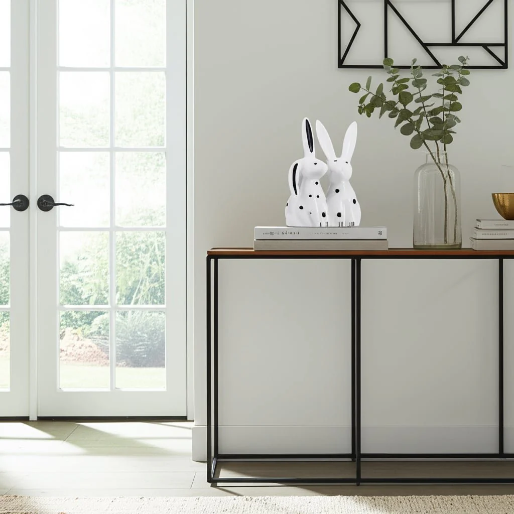 Porcelain, 7"h Kissing Bunnies, White - Image 12