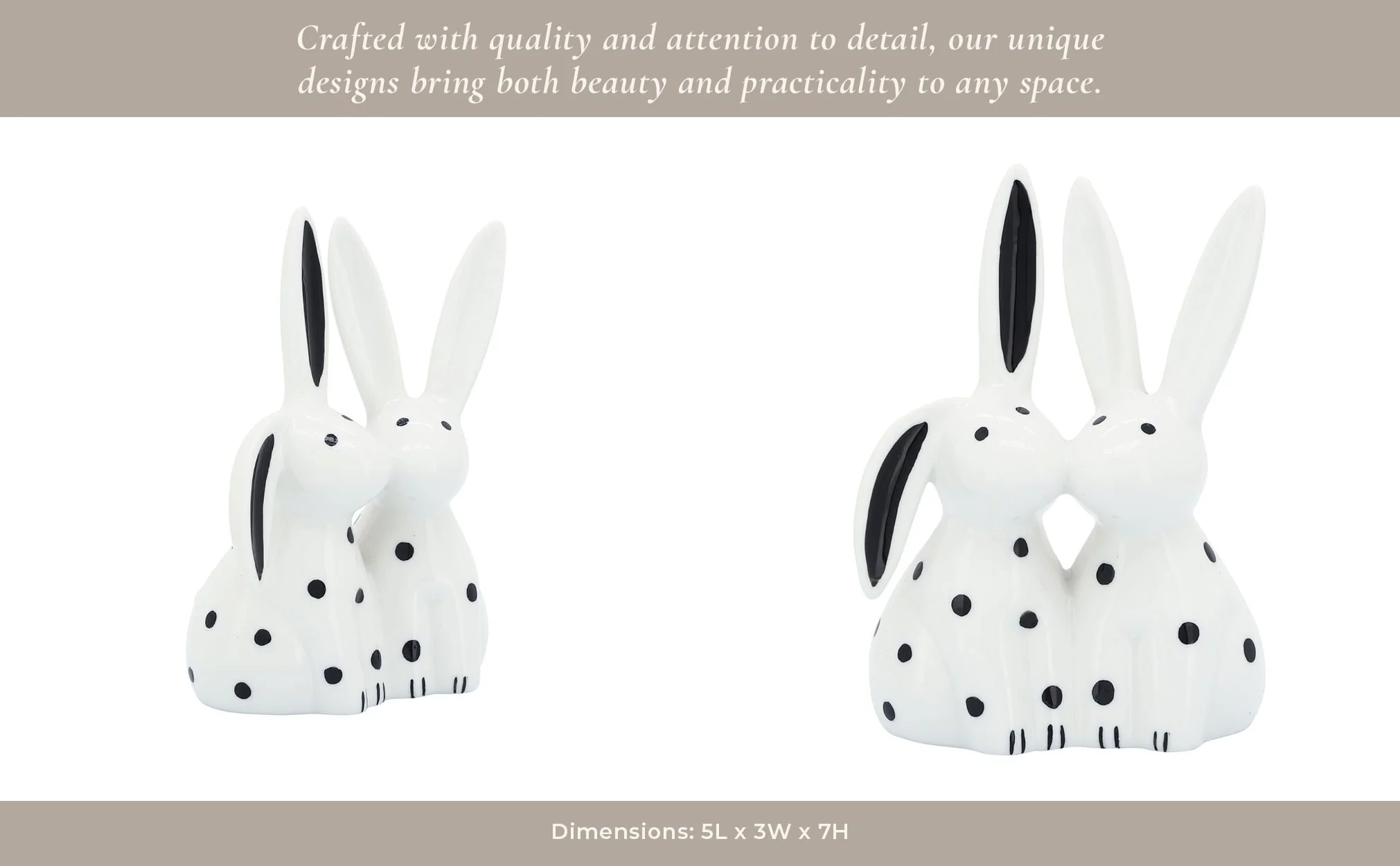 Porcelain, 7"h Kissing Bunnies, White - Image 13