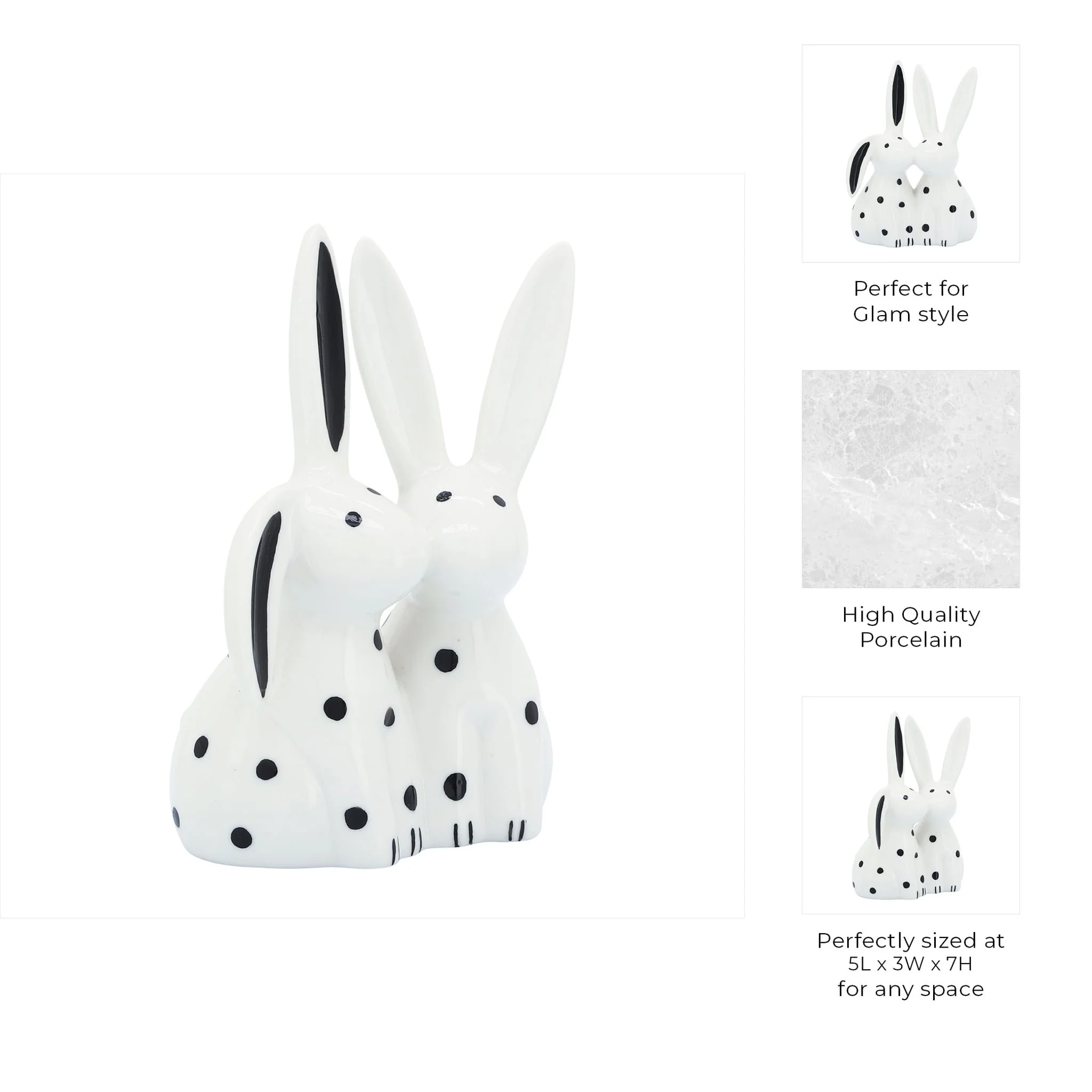 Porcelain, 7"h Kissing Bunnies, White - Image 9