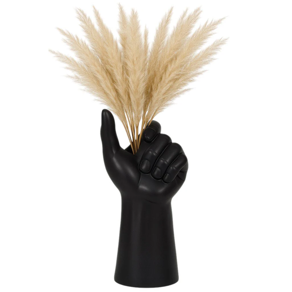 Porcelain, 9" Hand Vase, Black - Image 2