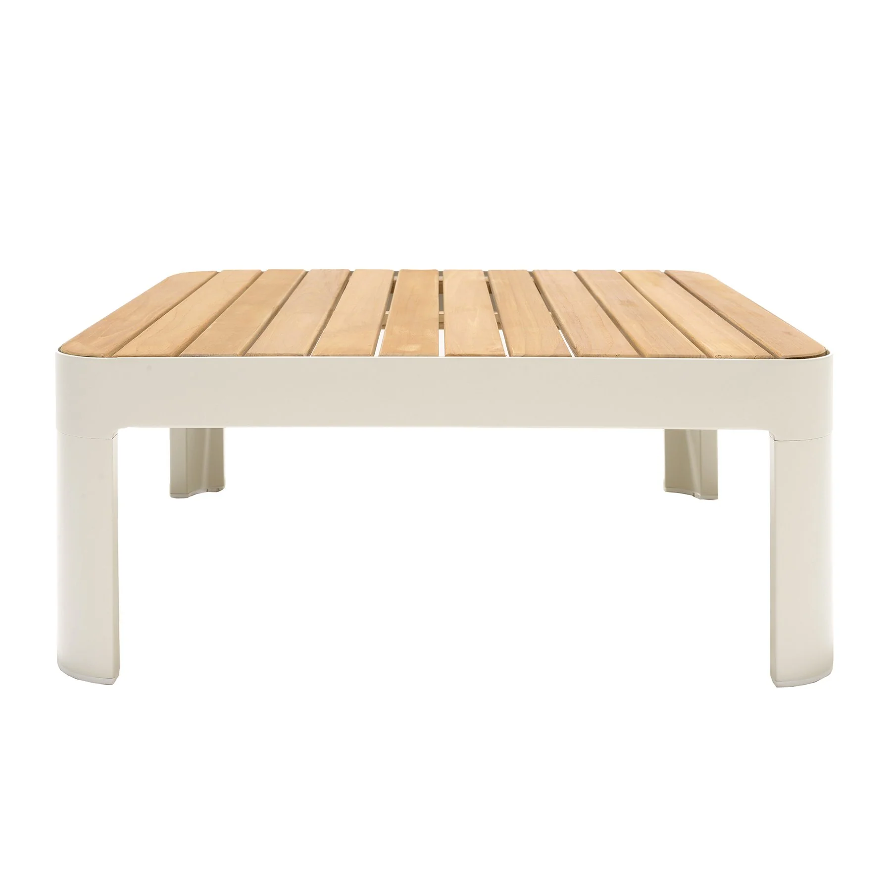 Portals Outdoor 4 Piece Sofa set in Matte Sand Finish with Natural Teak Wood - Image 3