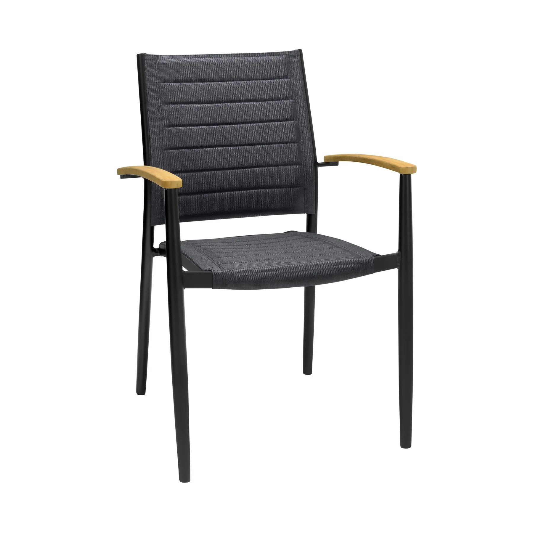 Portals Outdoor 5 Piece Black Aluminum & Teak Wood Dining Set - Image 2