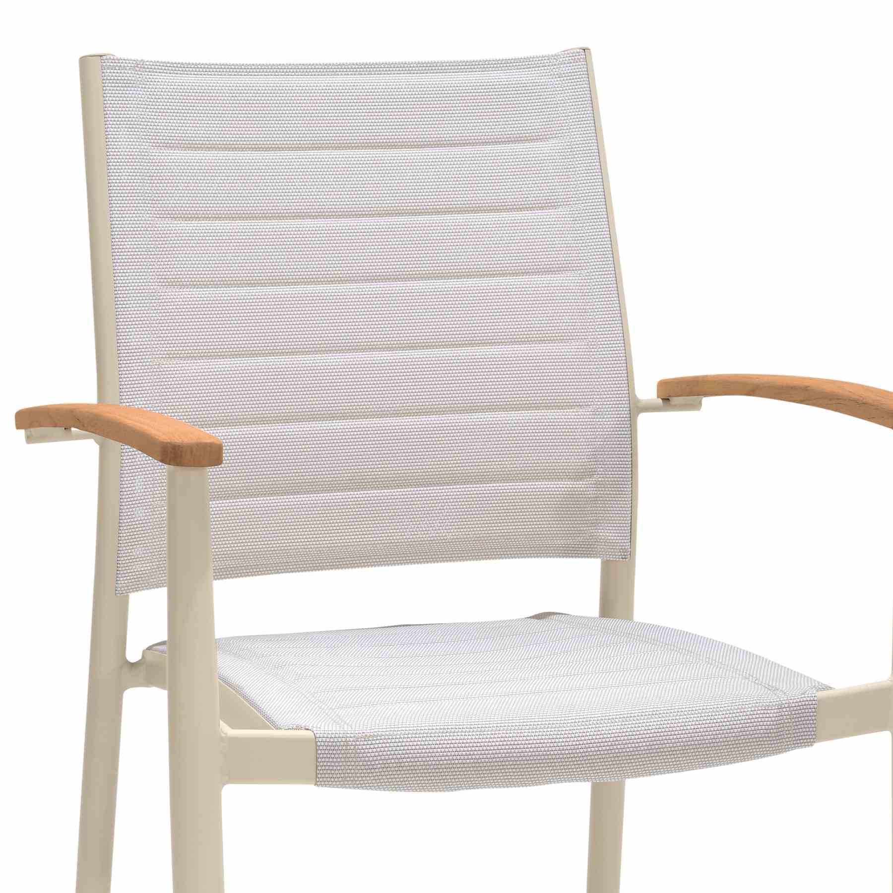 Portals Outdoor 5 Piece Coral Sand Aluminum & Teak Wood Dining Set - Image 6
