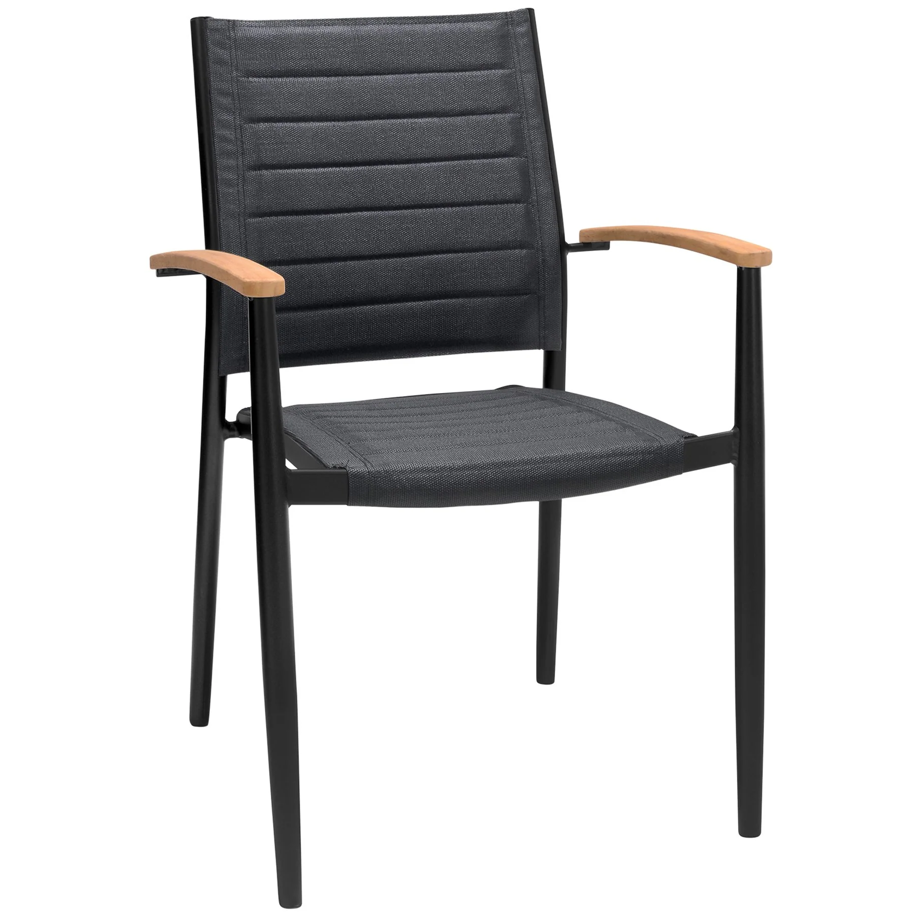 Portals Outdoor 7 Piece Black Aluminum & Teak Wood Dining Set - Image 2