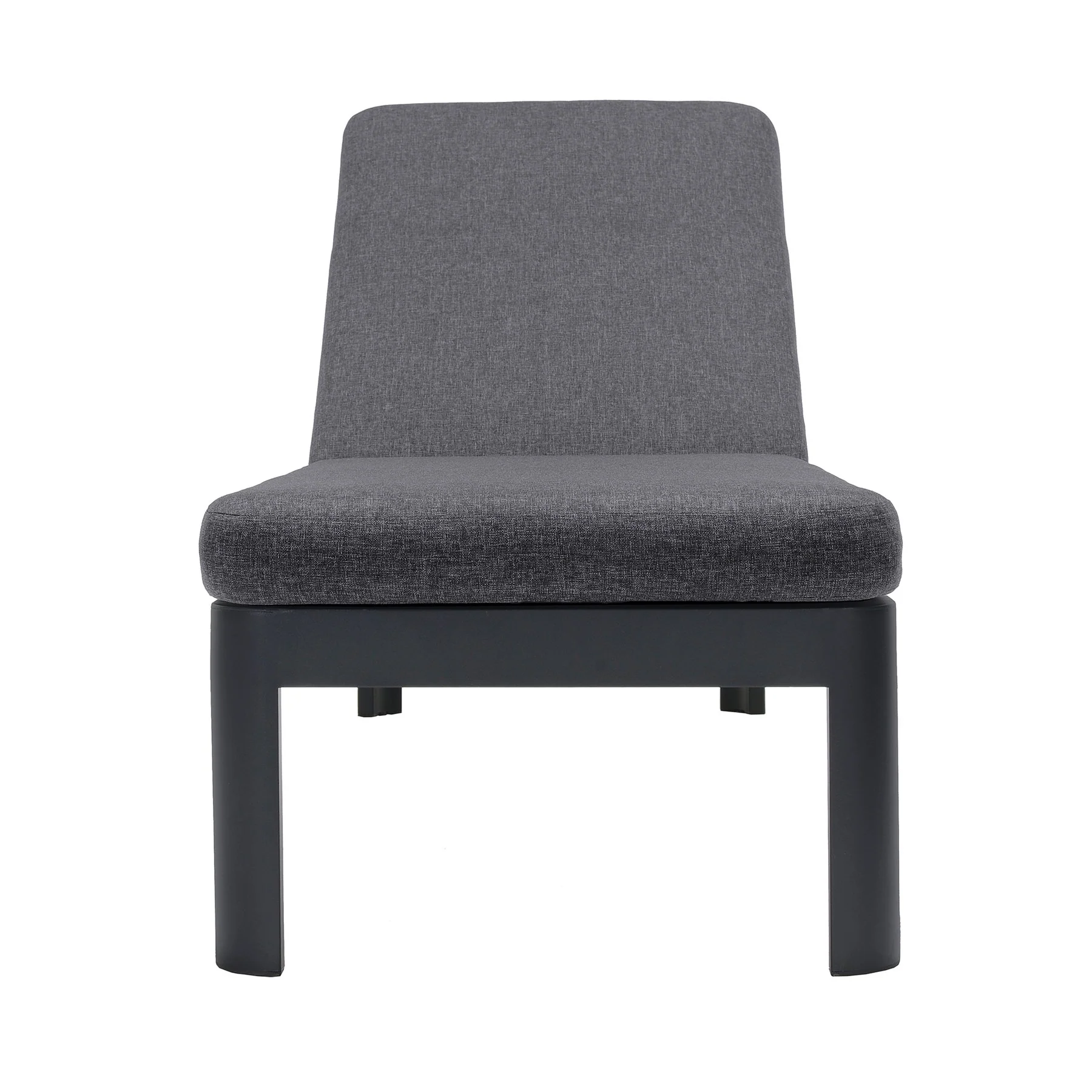 Portals Outdoor Chaise Lounge Chair in Black Finish and Gray Cushions - Image 2