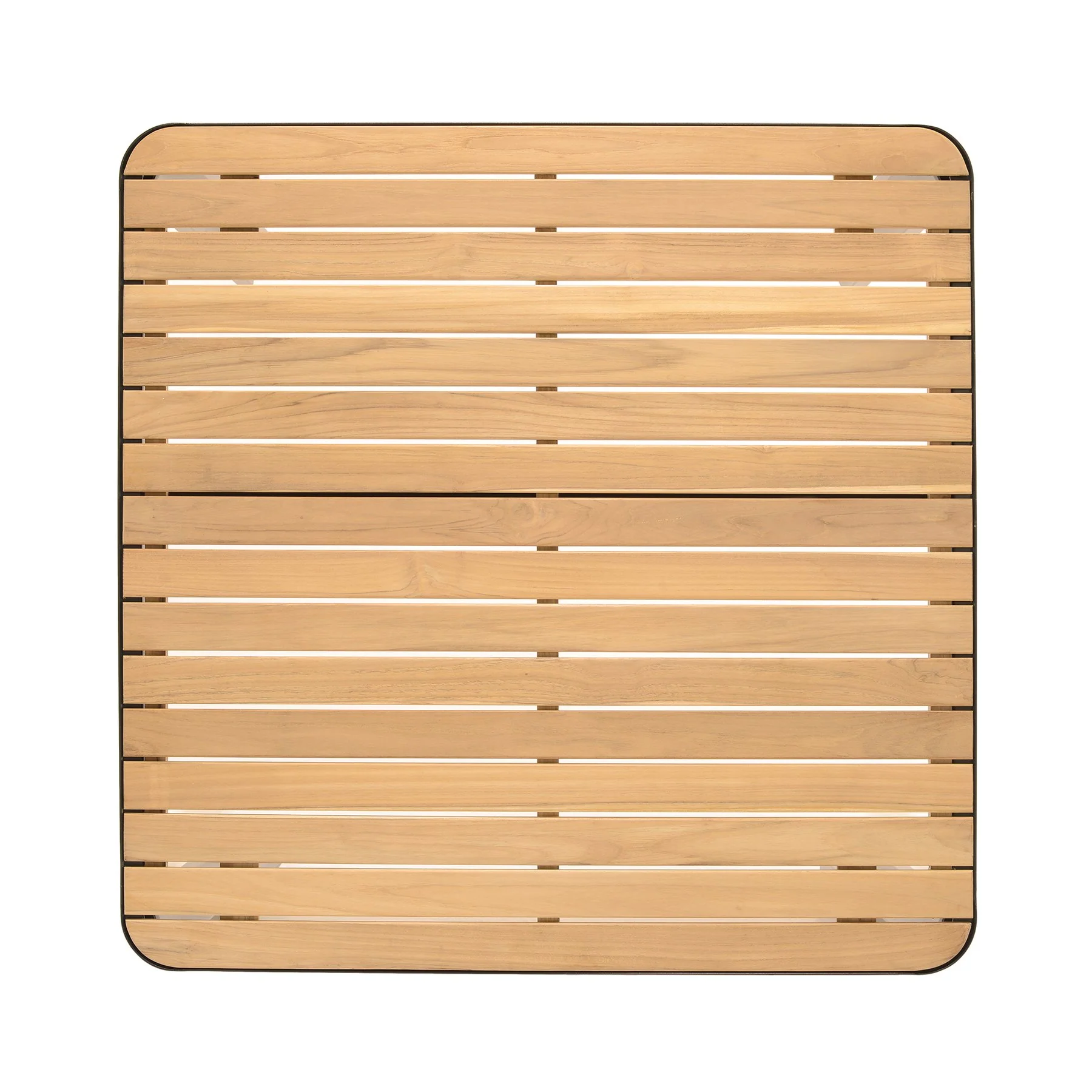 Portals Outdoor Square Bar Table in Natural Teak Wood Top and Black Frame - Image 4
