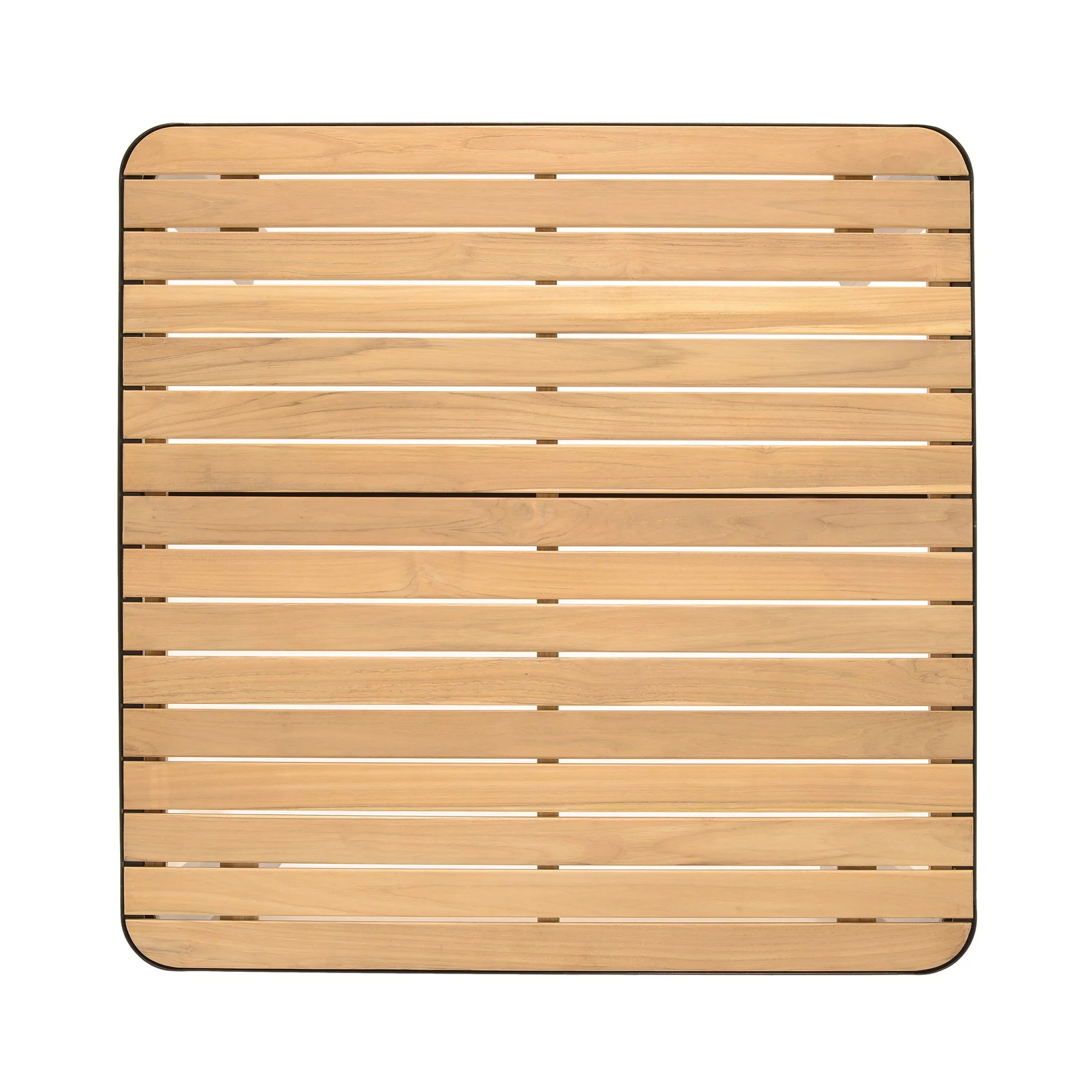 Portals Outdoor Square Coffee Table in Black Finish with Natural Teak Wood Top - Image 4