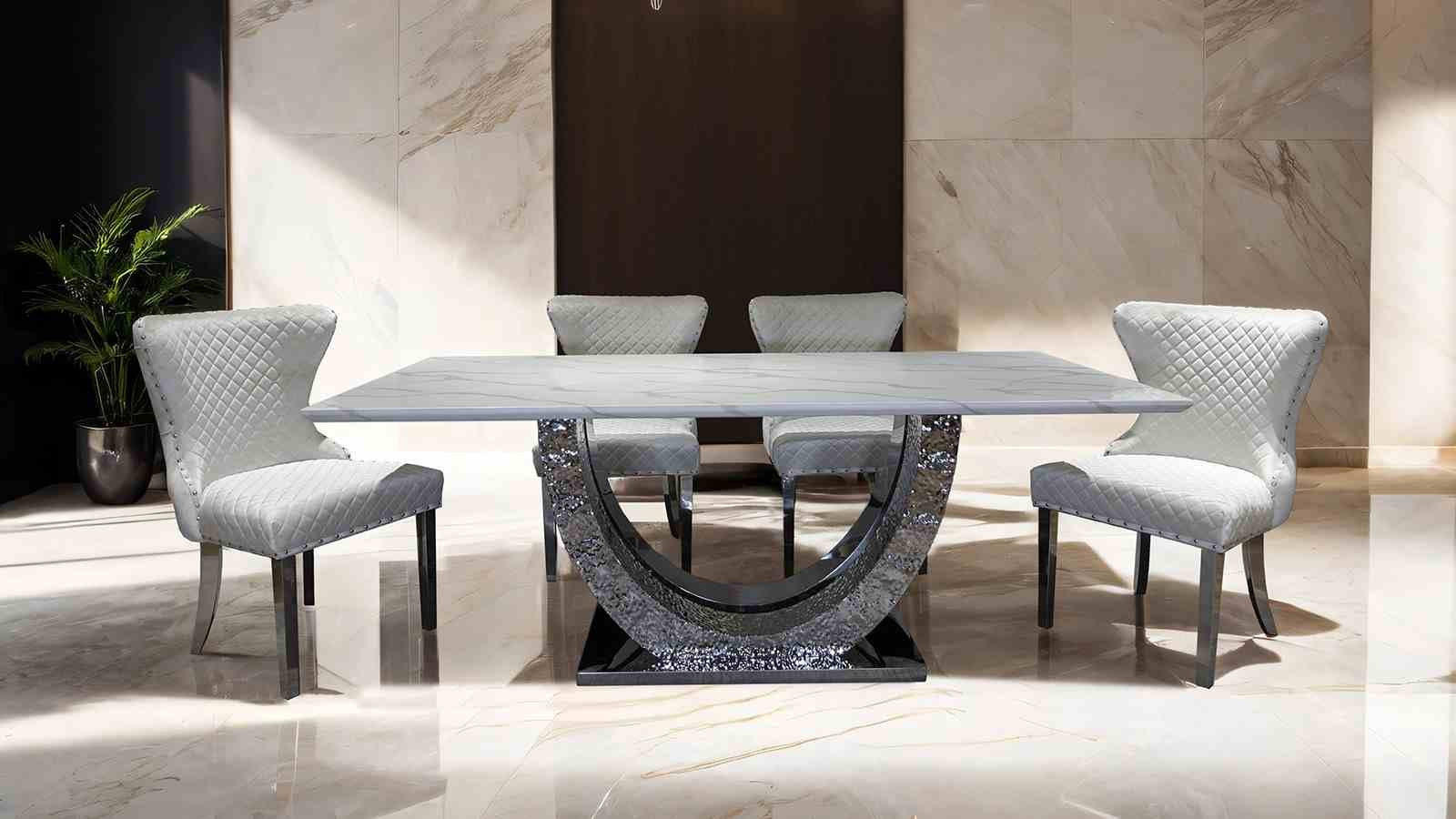 Portanova Chair (2/CTN), Silver/White - Image 2