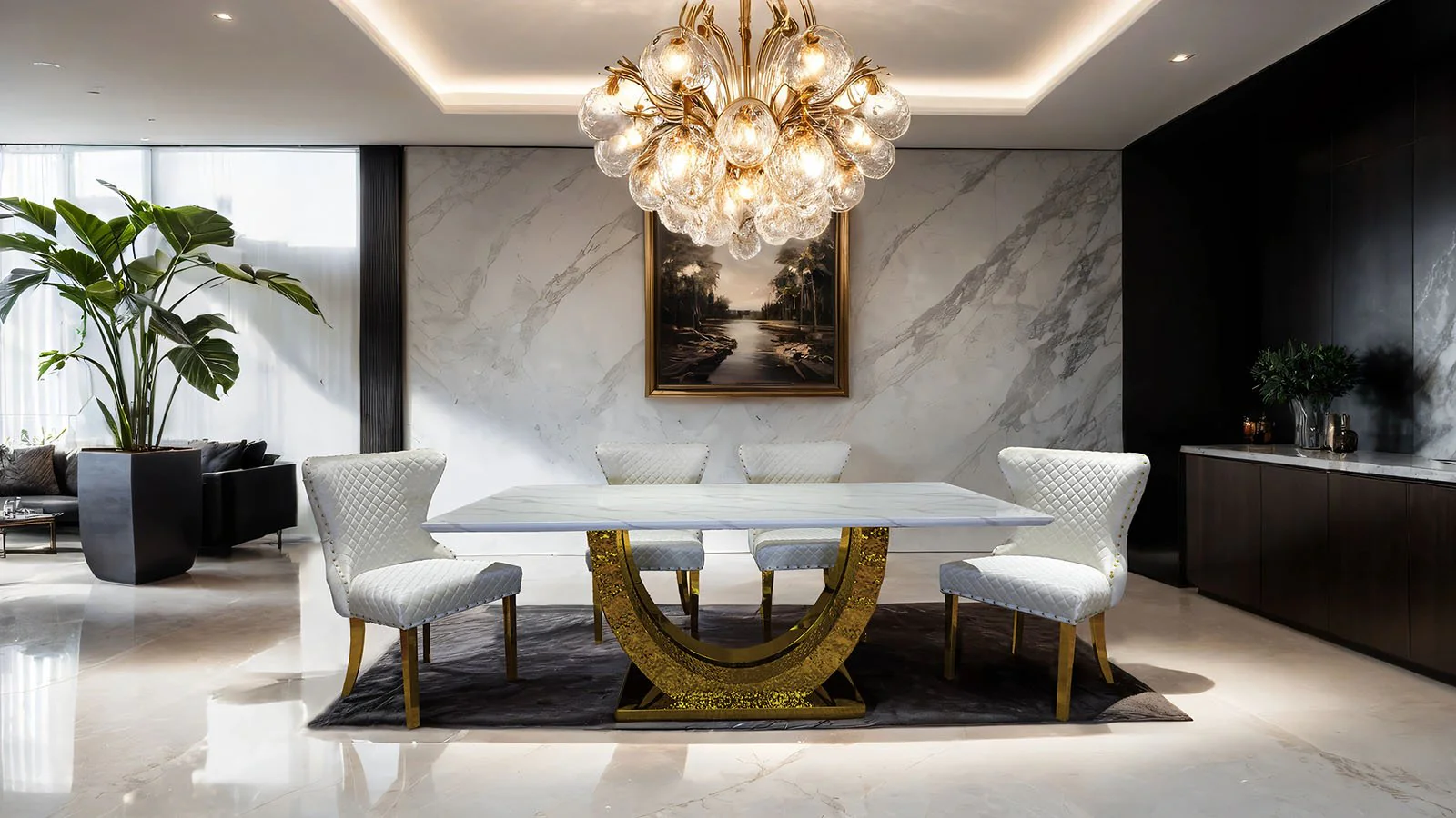 Portanova Gold Chair (2/CTN), White - Image 2