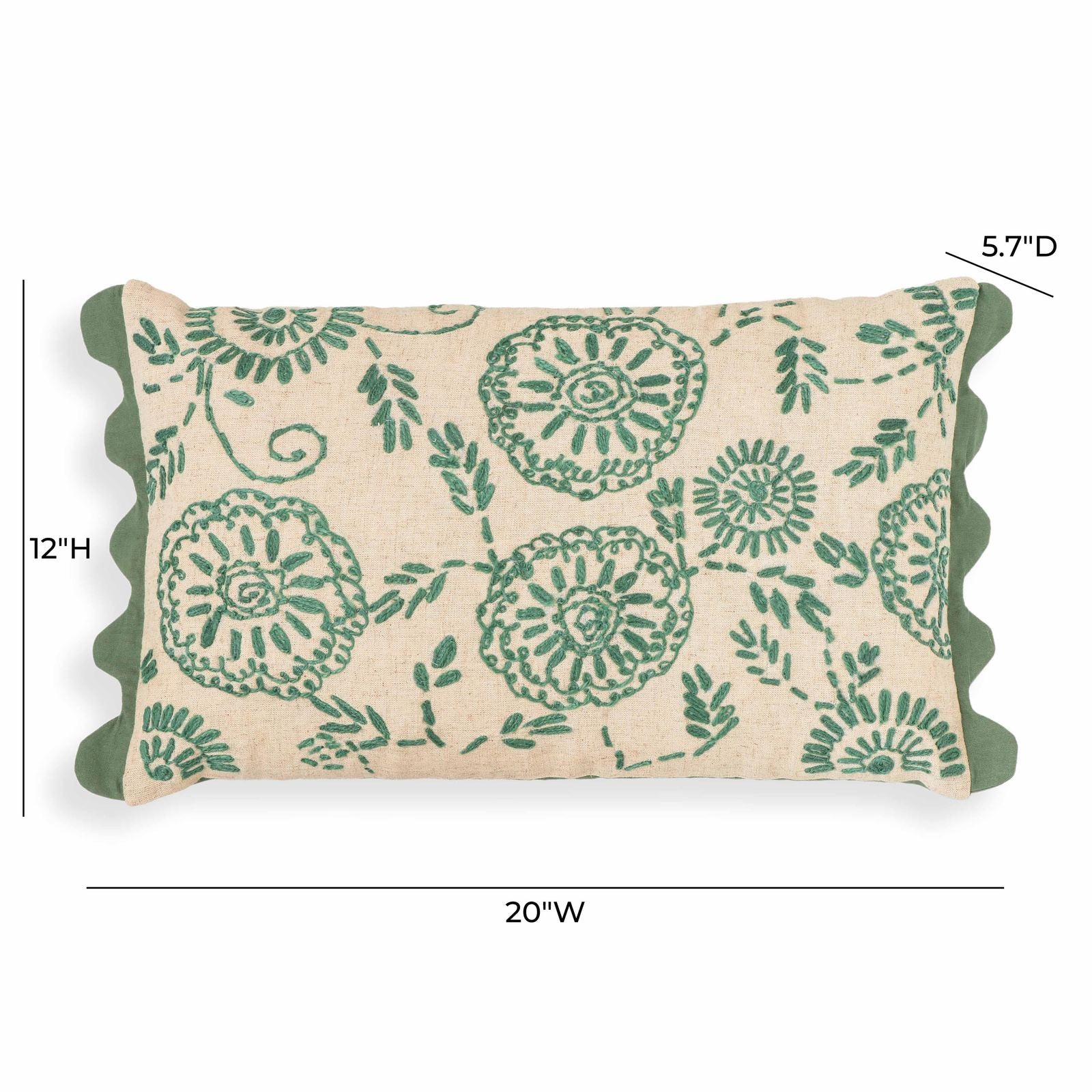 Portia Aqua Embroidered Cotton Flex 20 x 12 inch Accent Cushion - Image 13