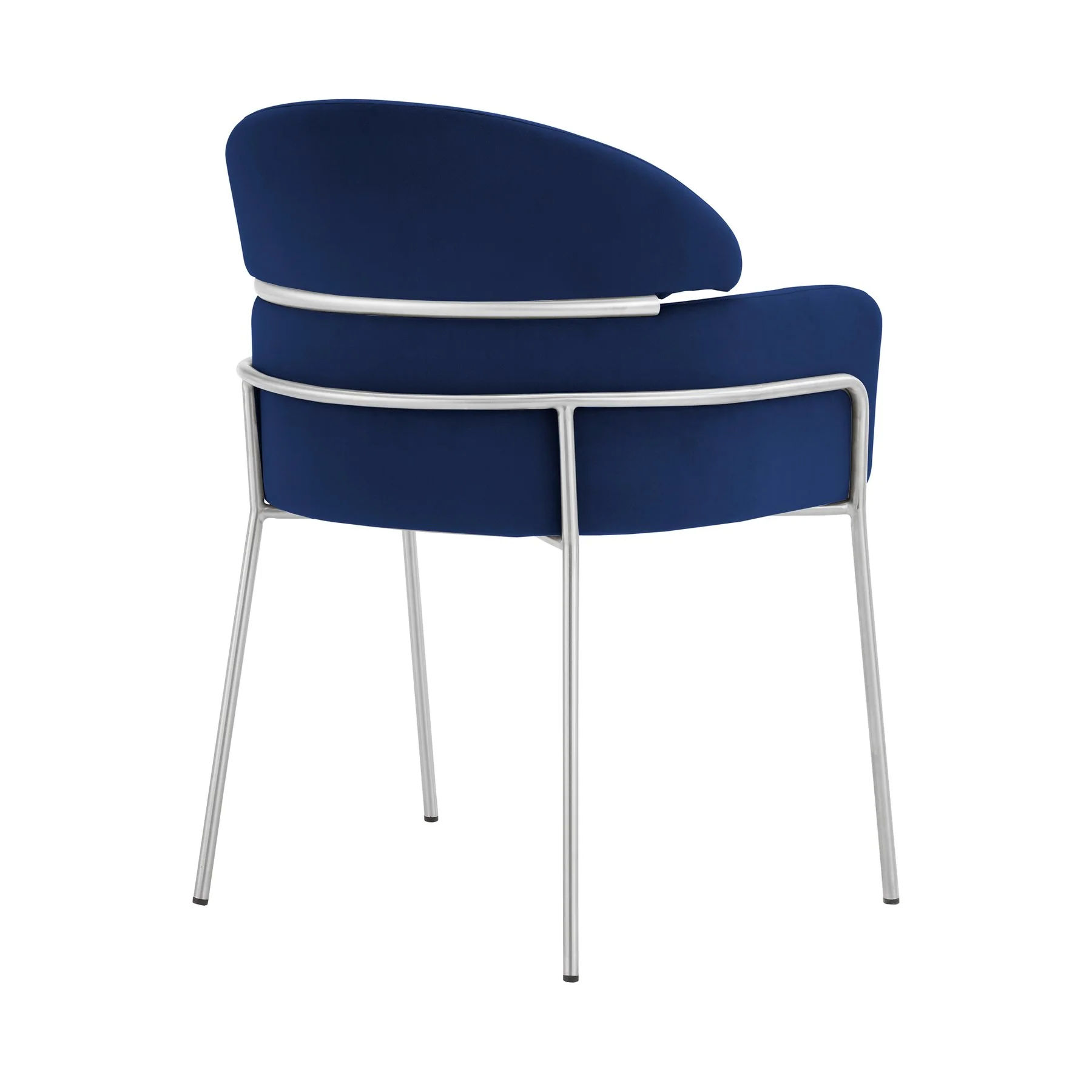 Portia Blue Velvet and Brushed Stainless Steel Dining Room Chairs - Set of 2 - Image 3