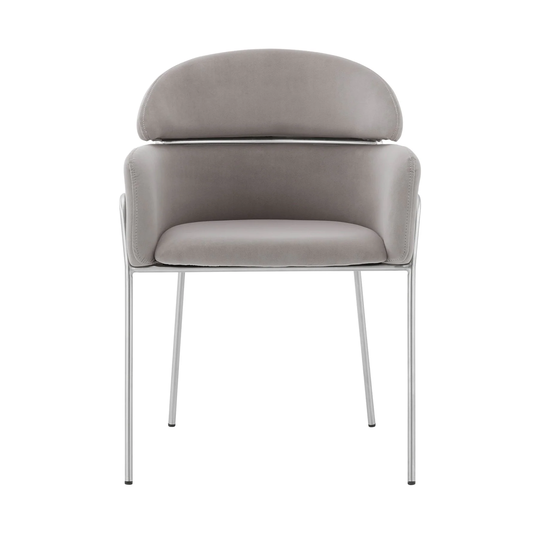 Portia Gray Velvet and Brushed Stainless Steel Dining Room Chairs - Set of 2 - Image 2