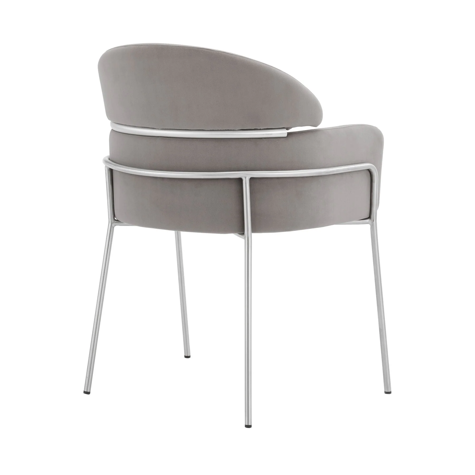 Portia Gray Velvet and Brushed Stainless Steel Dining Room Chairs - Set of 2 - Image 3