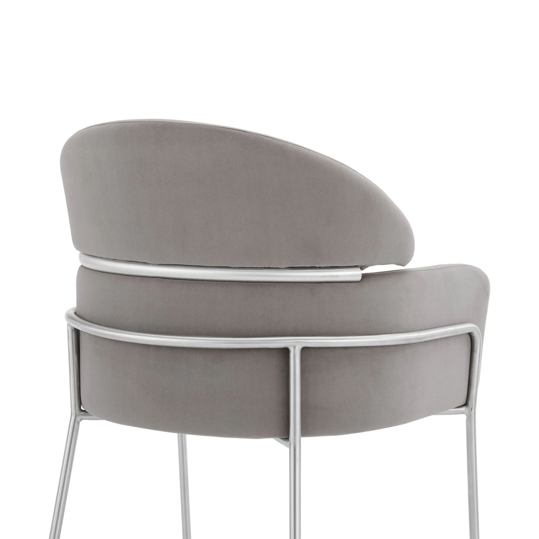 Portia Gray Velvet and Brushed Stainless Steel Dining Room Chairs - Set of 2 - Image 5